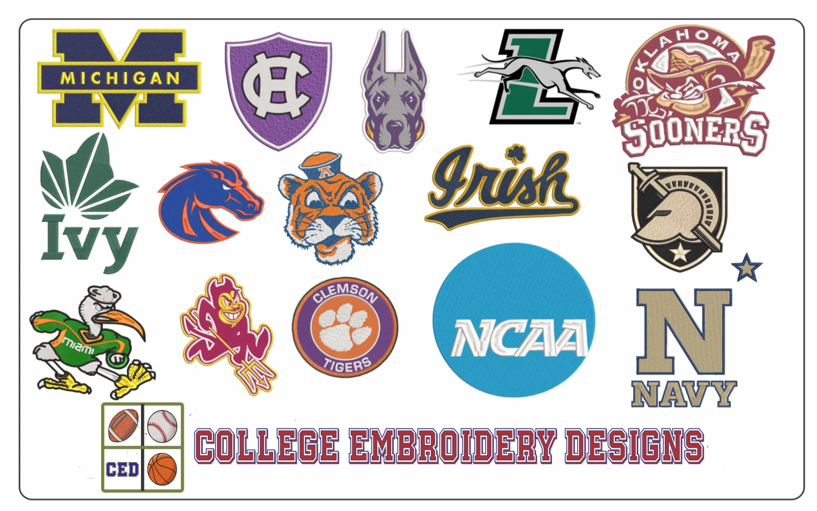 Big Ten Football Embroidery Designs