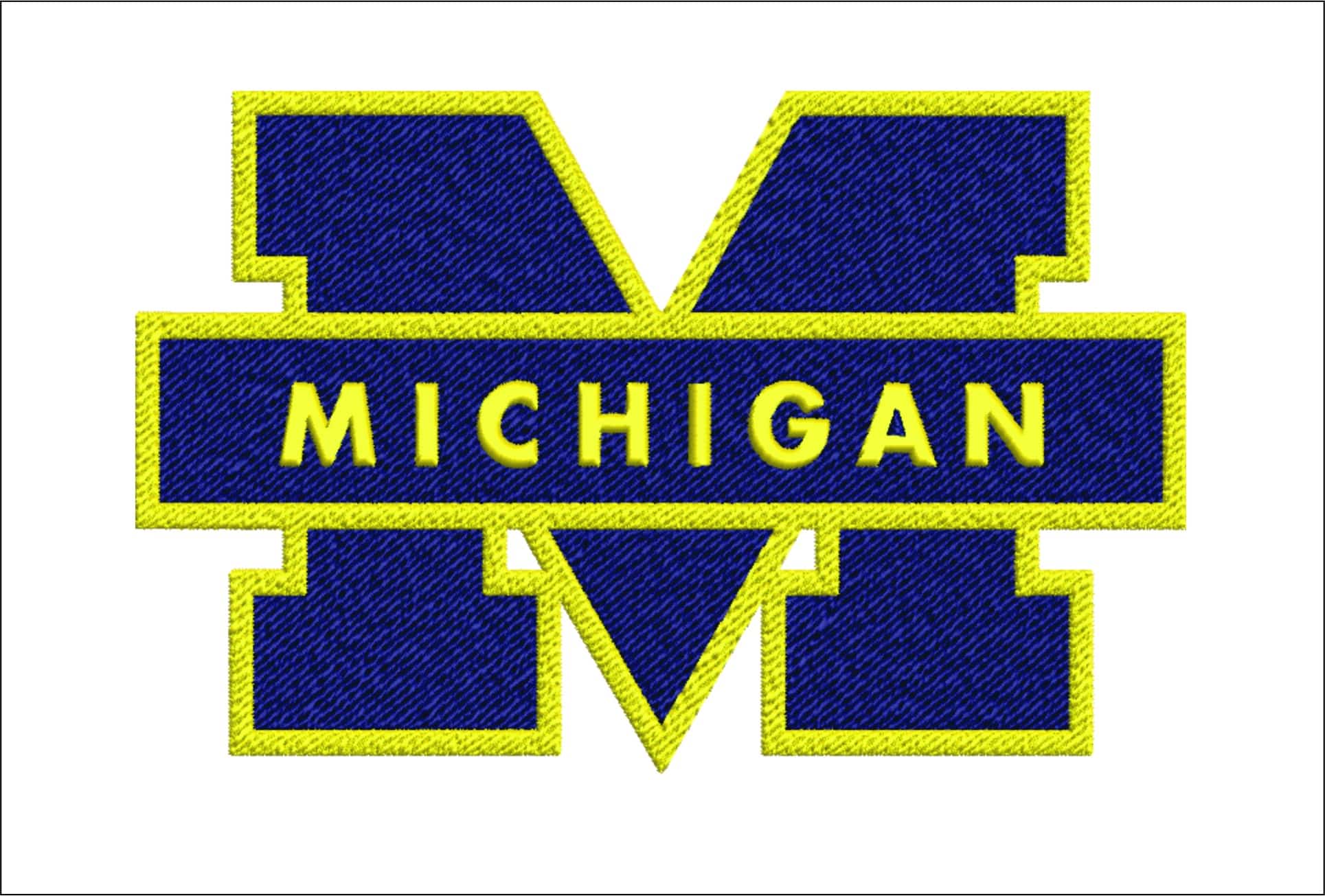 Michigan Wolverines Block M with MICHIGAN Banner Embroidery Design