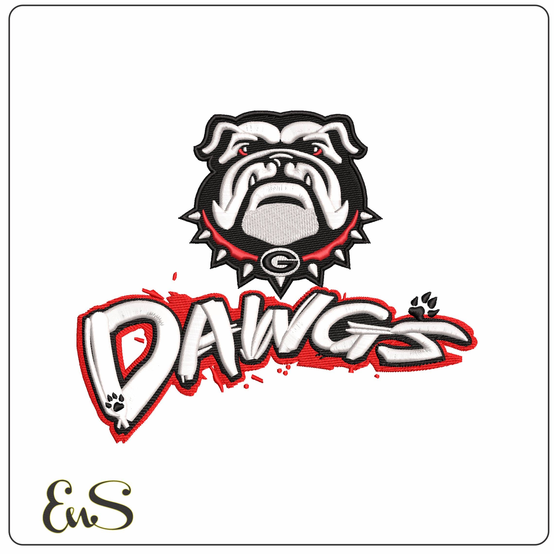 George Athletics Bulldog DAWGS   - Elegant embroidery design file - instant download
