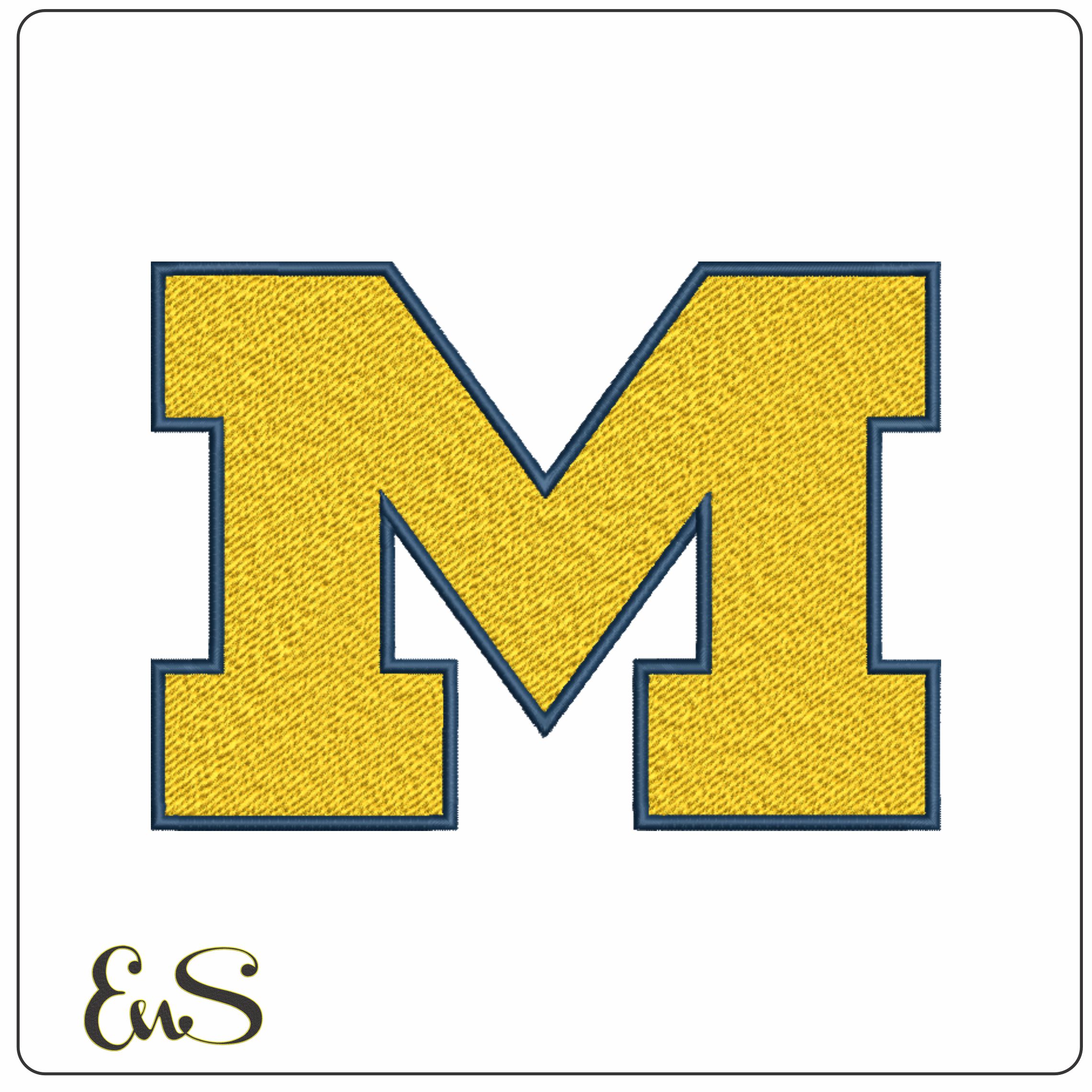 Michigan Wolverines Maize Block M Logo Embroidery Design