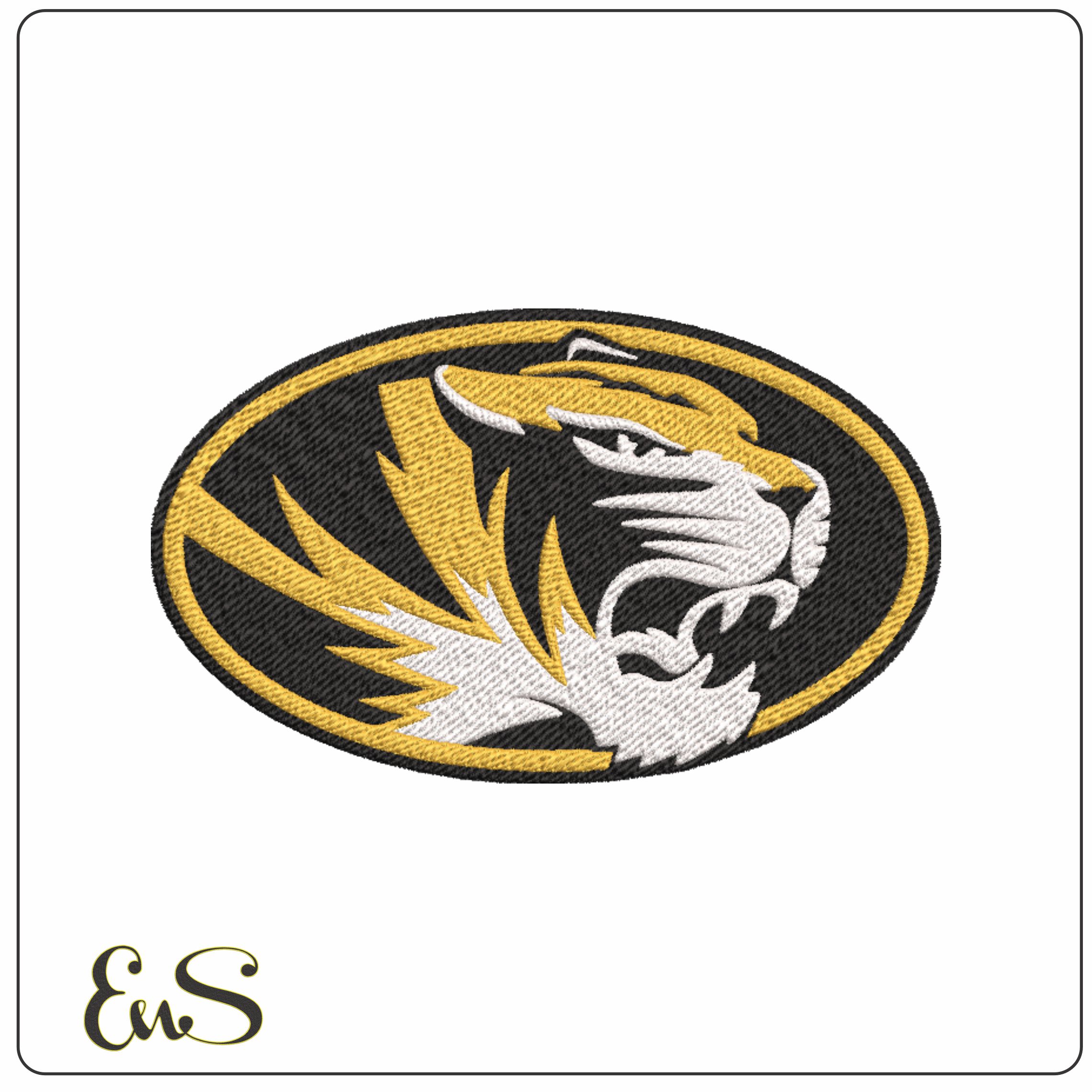 Missouri Tigers Oval Tiger Head Logo Embroidery Design