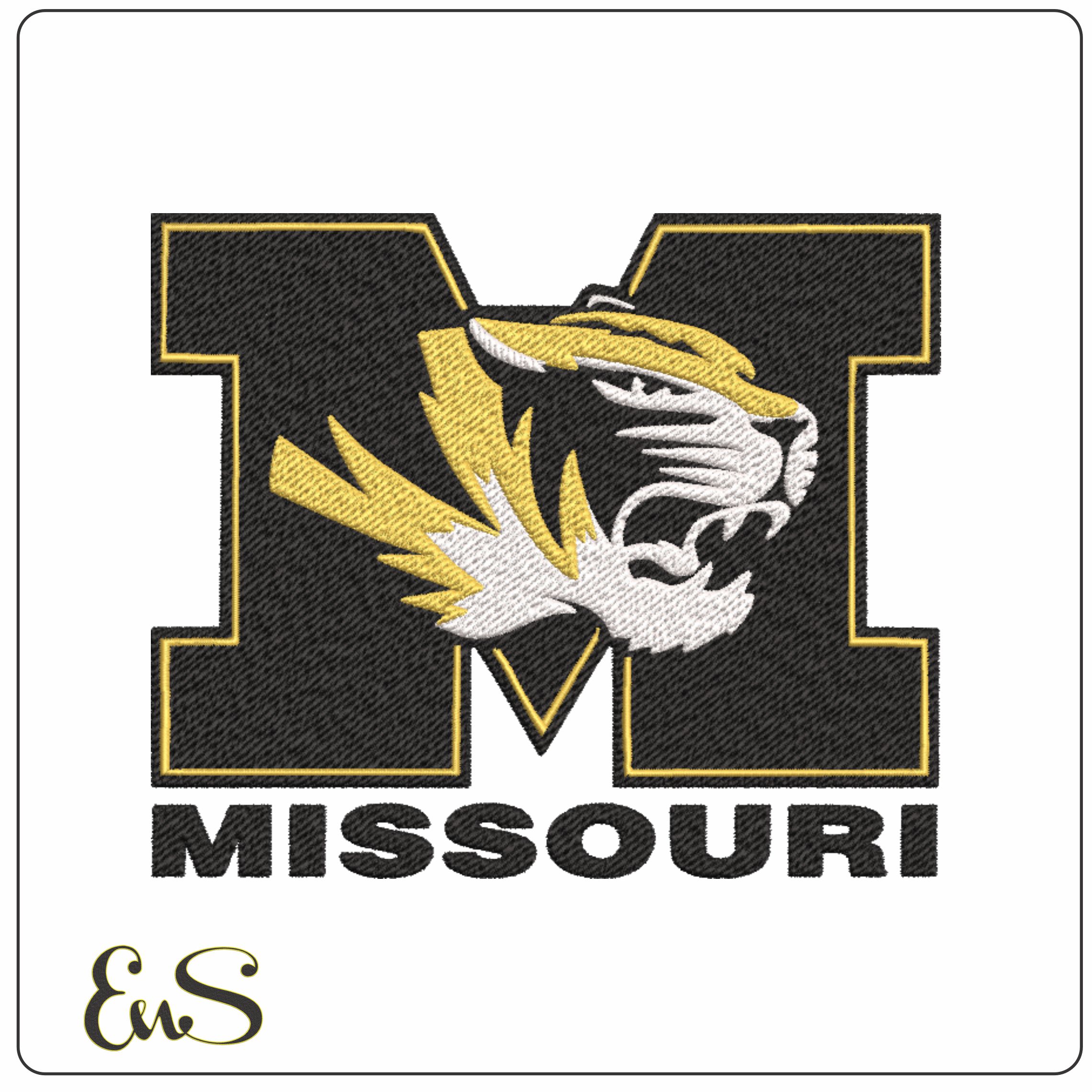 Missouri Tigers Tiger Head M Logo Embroidery Design