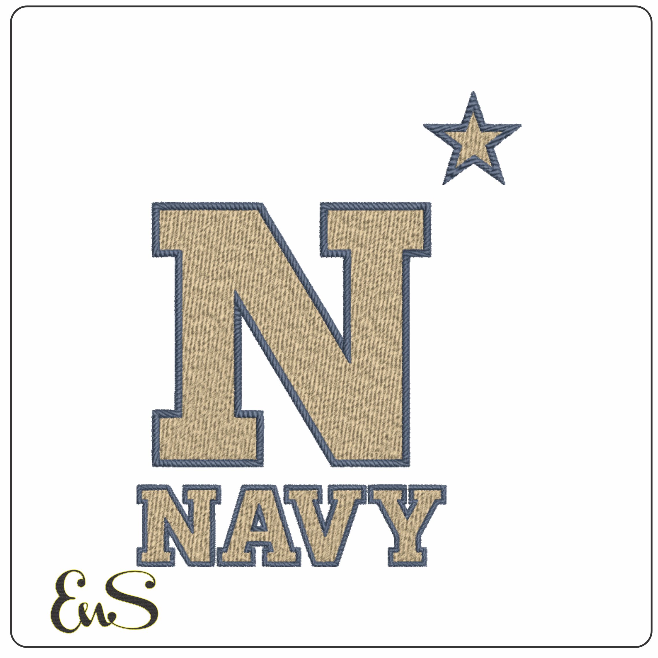 Navy Midshipmen N Star Logo Embroidery Design