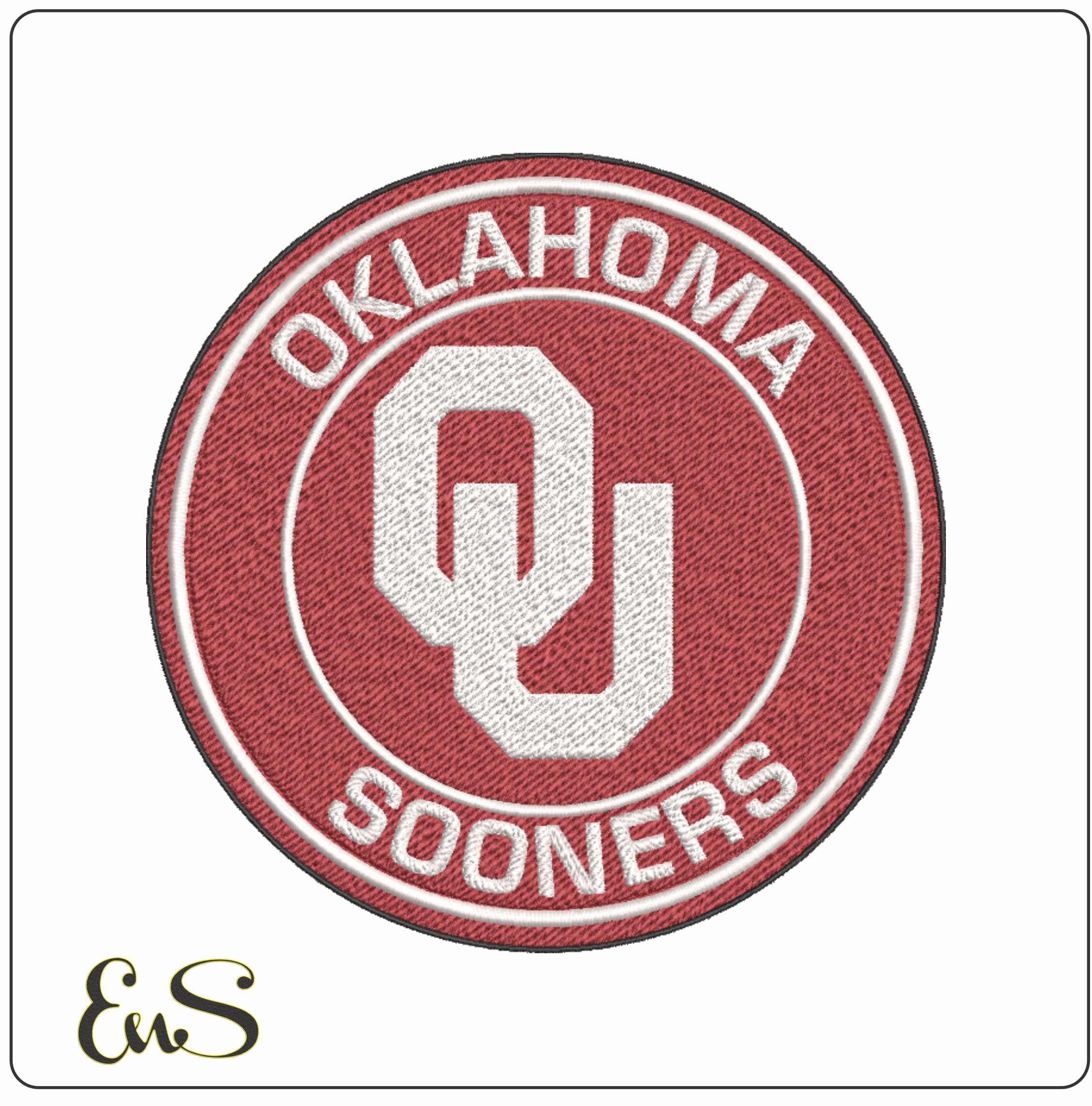 Oklahoma Sooners OU Round Emblem Embroidery Design