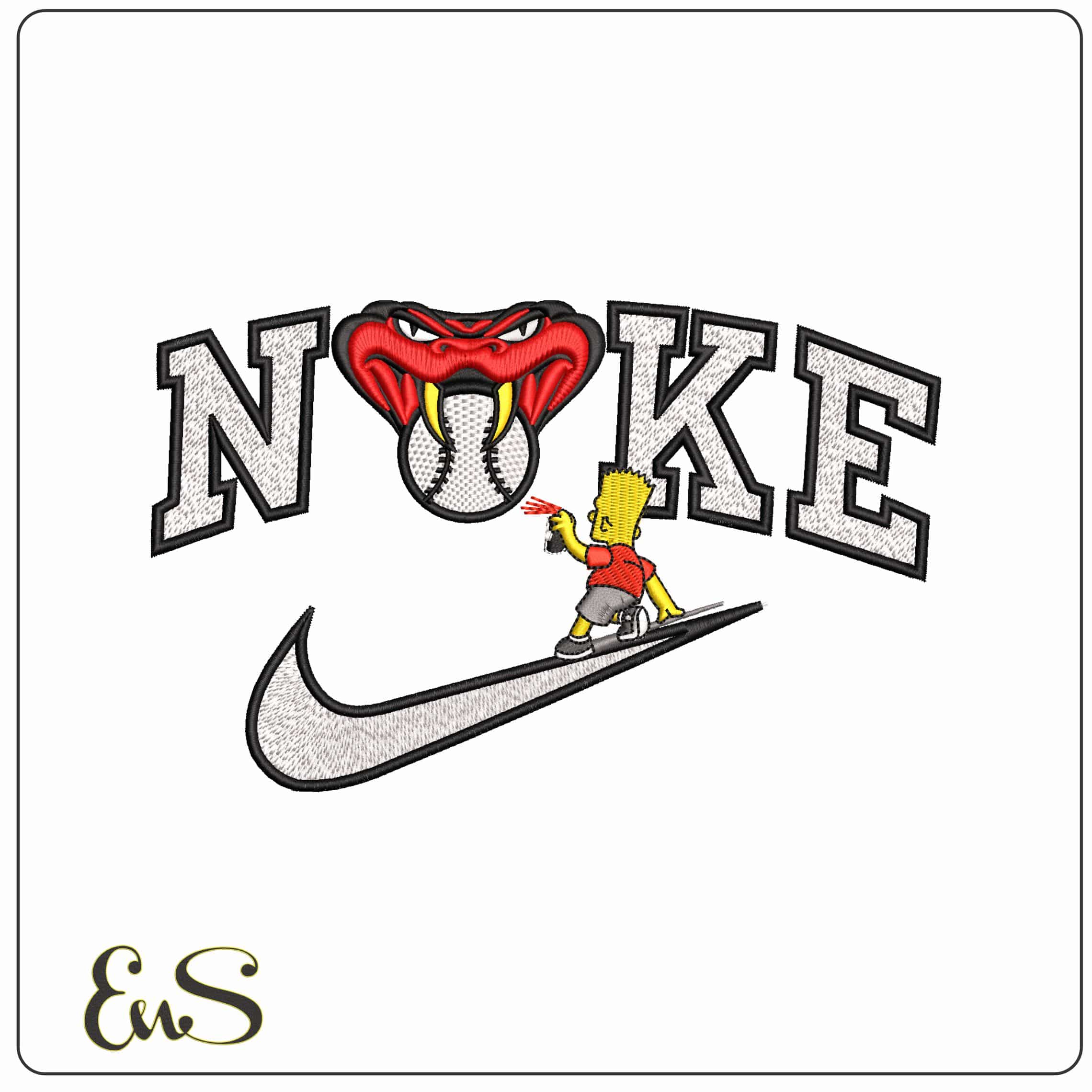 Nike Bart Simpson Spray Arizona Diamond Snakehead MLB - Elegant embroidery design file - instant download