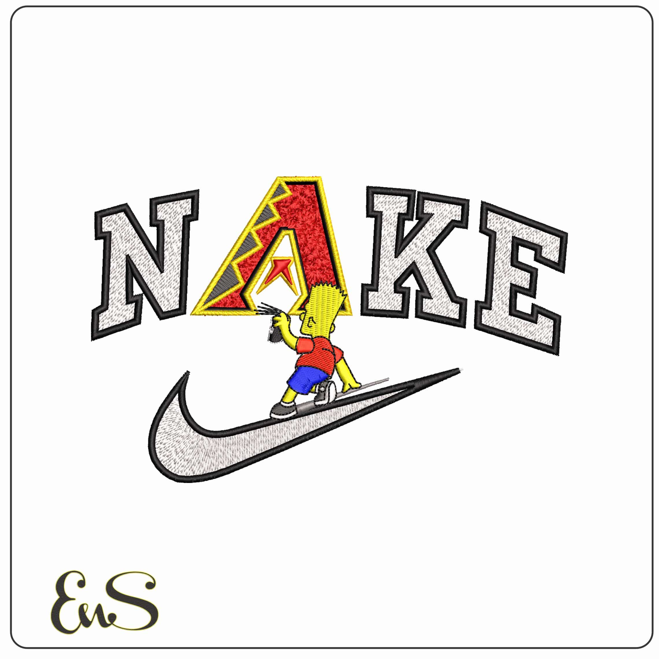 Nike Bart Simpson Spray Arizona Ridgeback MLB   - Elegant embroidery design file - instant download