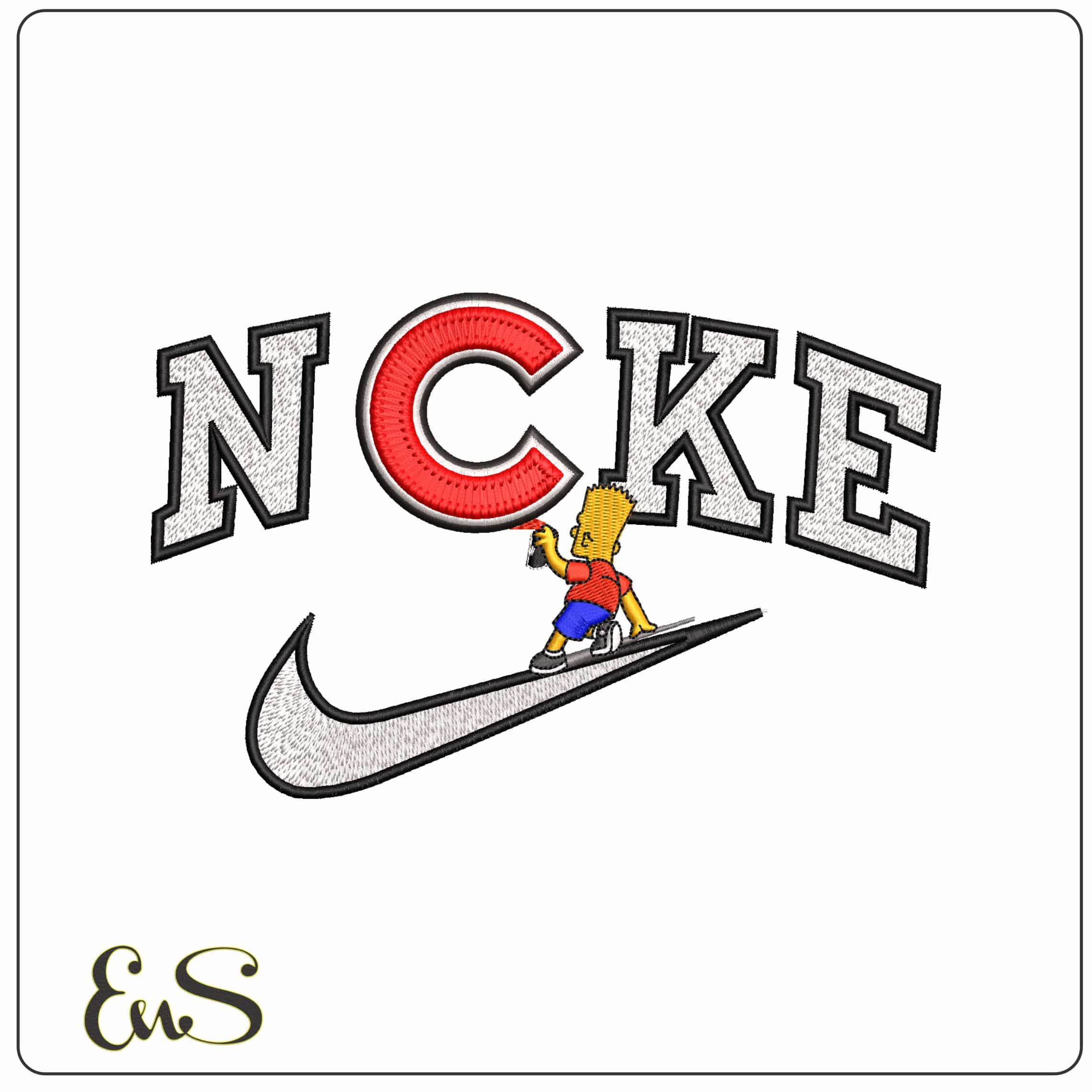 Nike Bart Simpson Spray Chicago Cubs MLB   - Elegant embroidery design file - instant download