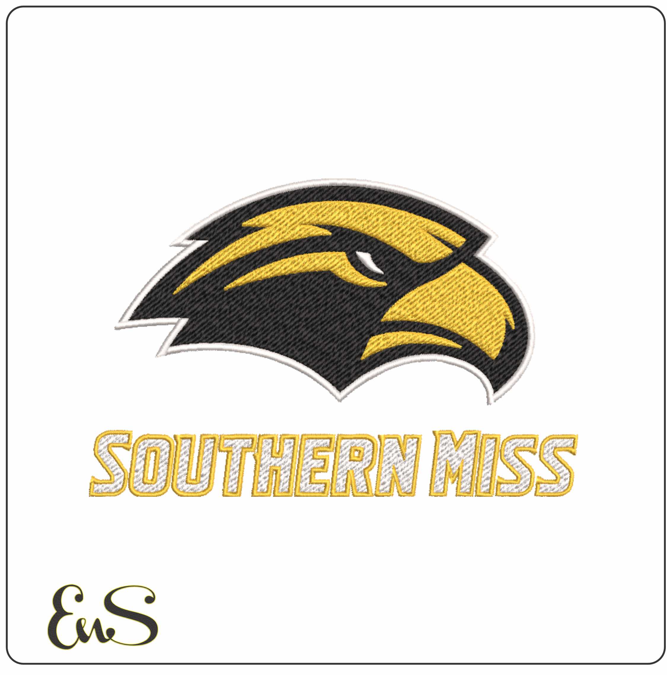 Southern Miss Golden Eagles Eagle Head Wordmark Embroidery Design