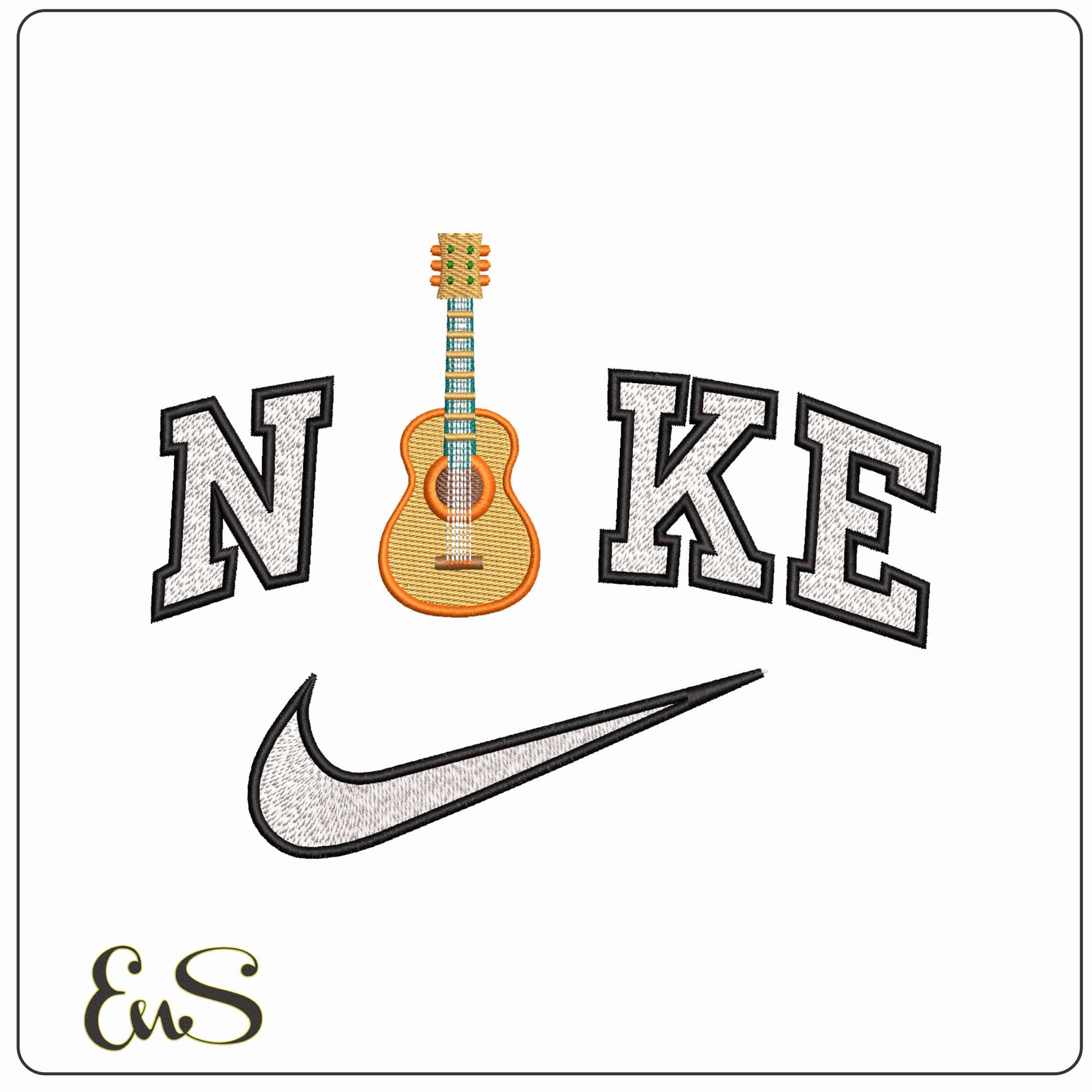 Nike Guitar  - Elegant embroidery design file-instant download