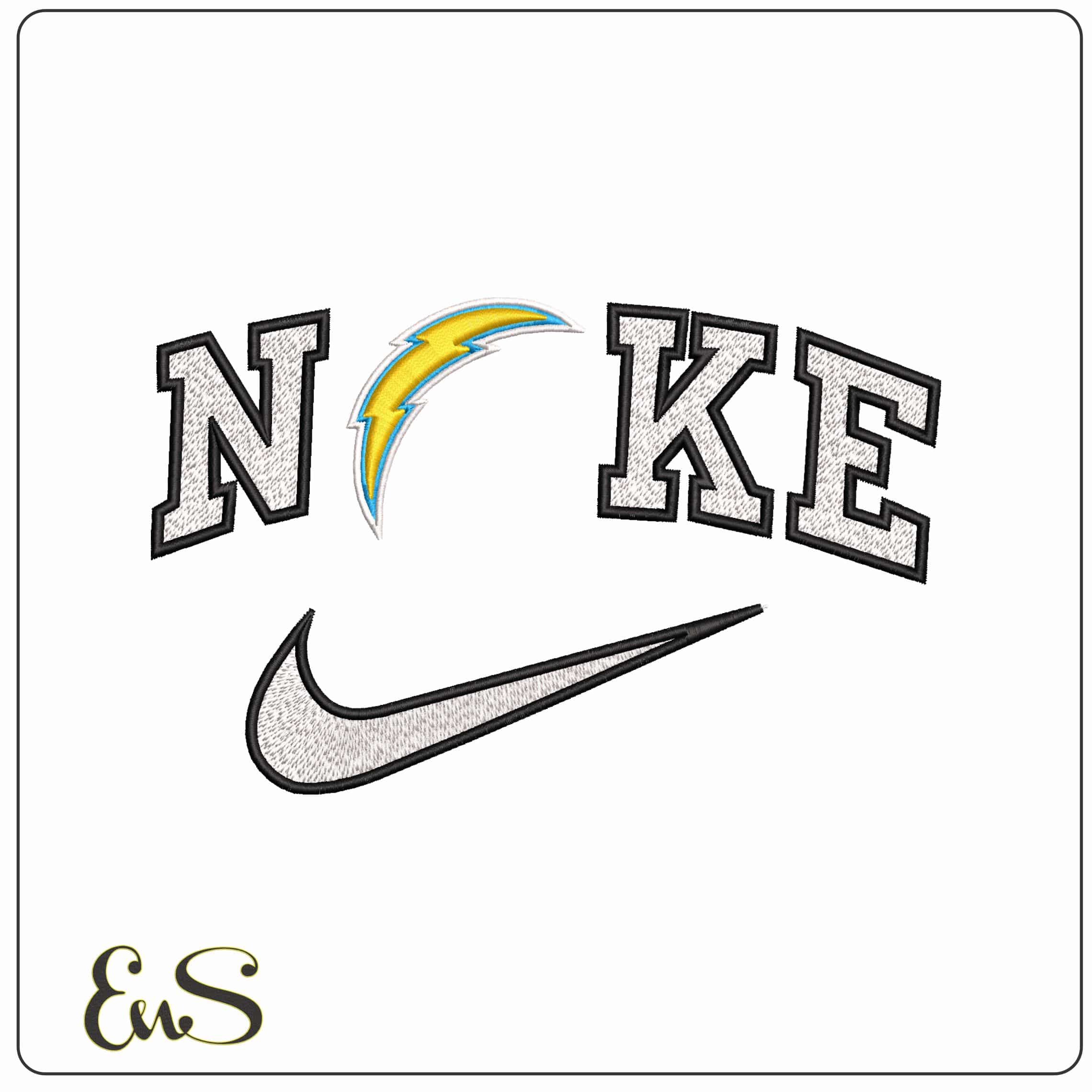 Nike LA Chargers NFL - Elegant embroidery design file-instant download