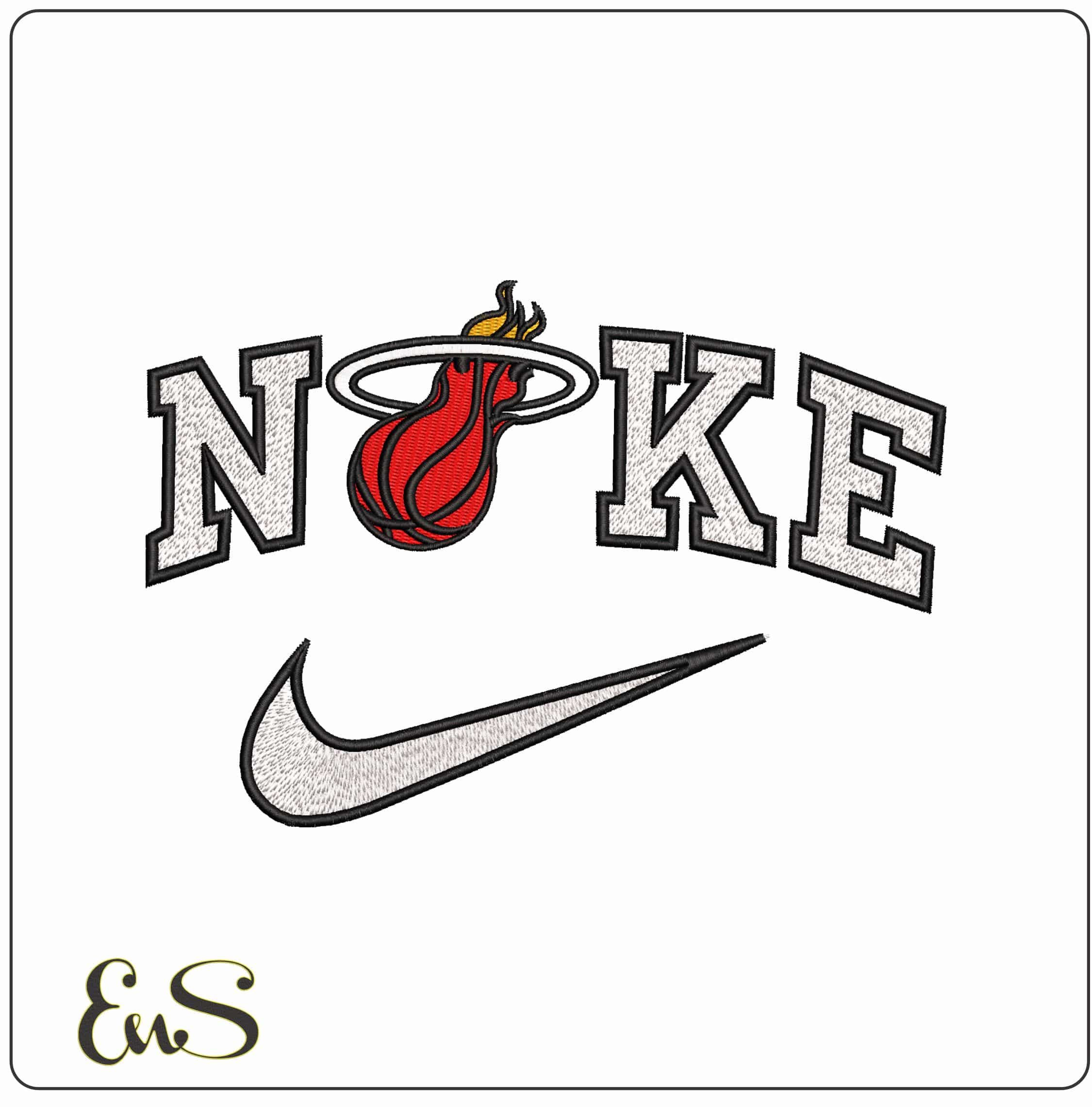Nike Miami Heat Basketball Hoop NBA - Elegant embroidery design file-instant download
