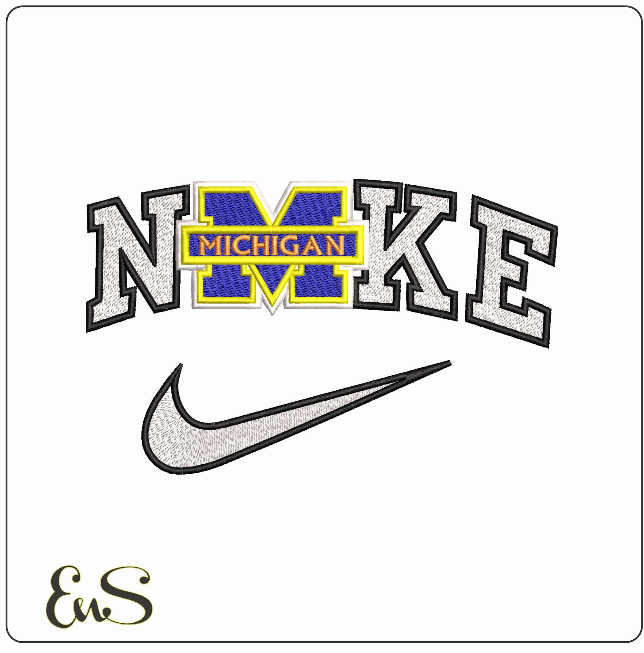 Nike Michigan University Outline College   - Elegant embroidery design file-instant download