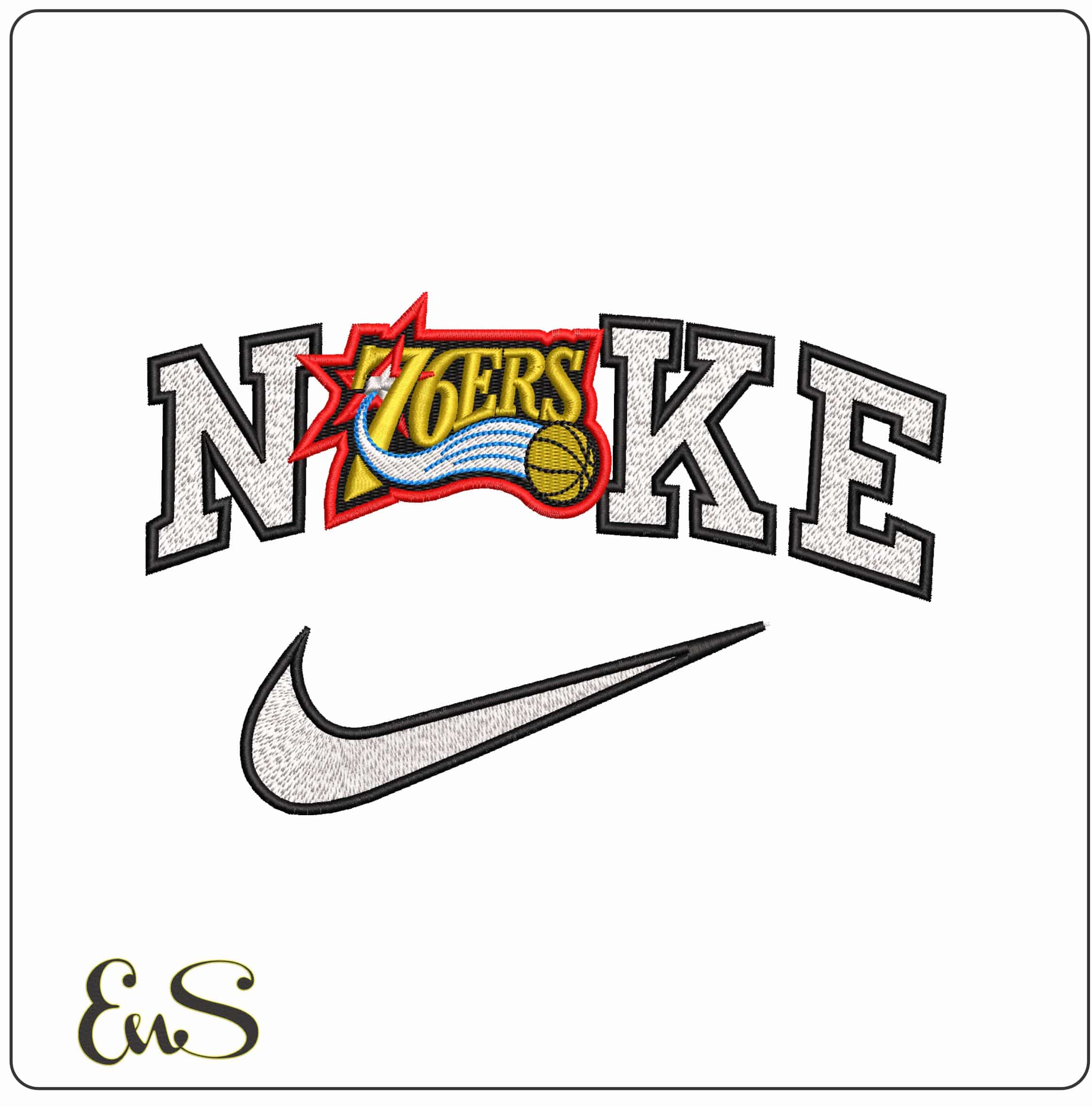 Nike Philadelphia 76ers NBA - Elegant embroidery design file-instant download