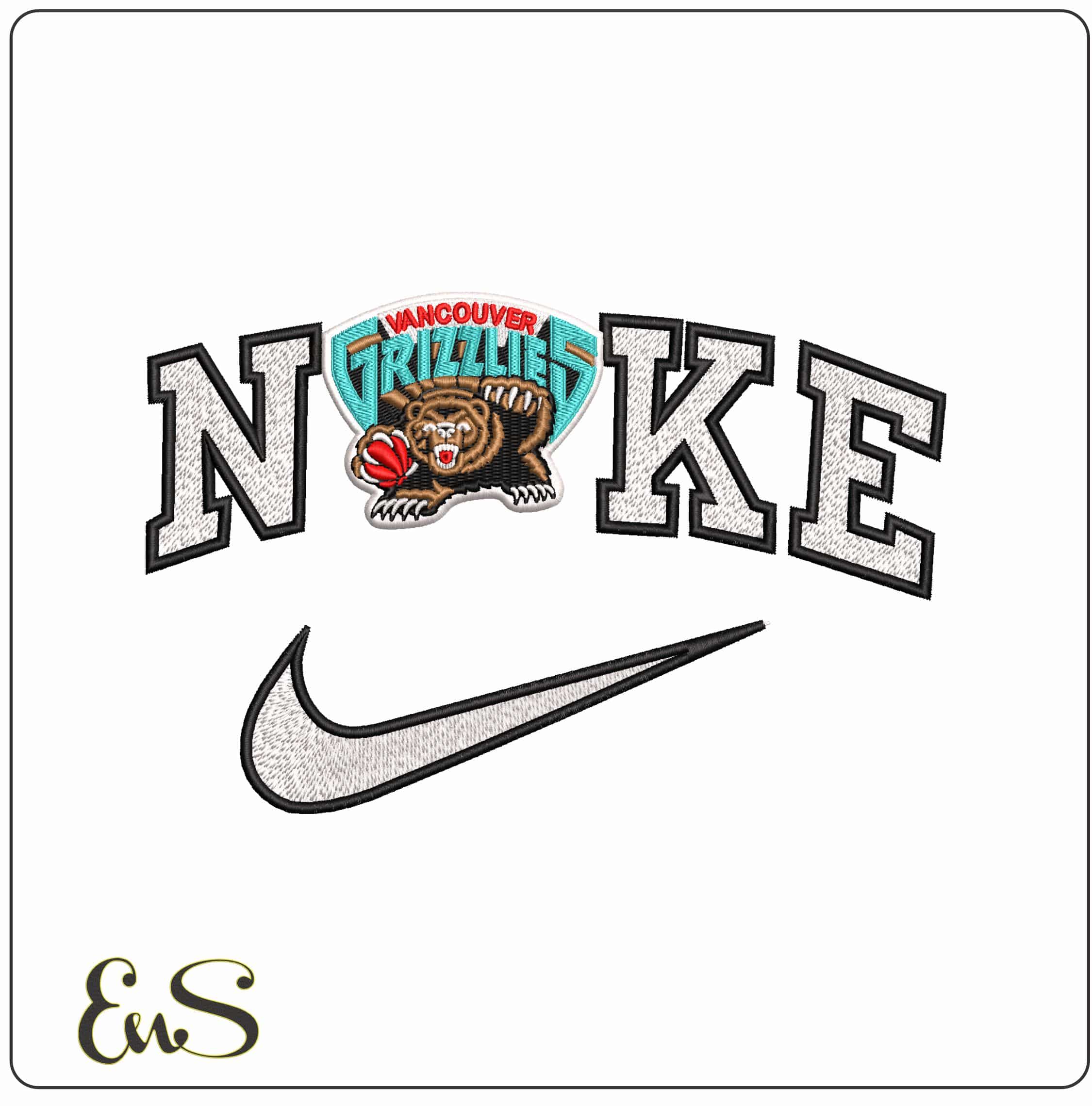 Nike Vancouver Grizzlies 1995 2001 NBA - Elegant embroidery design file-instant download