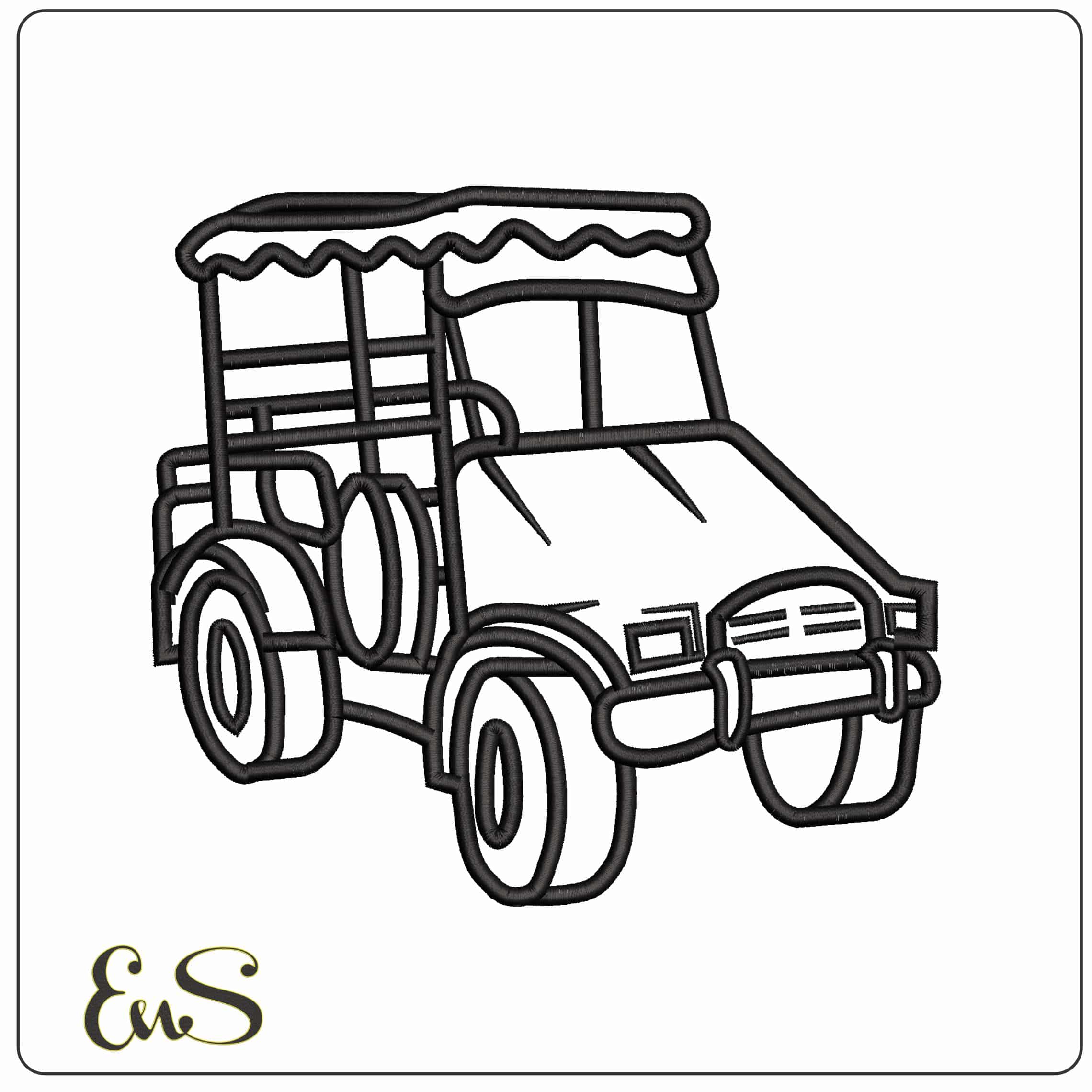 Golf Cart Outline Embroidery Design