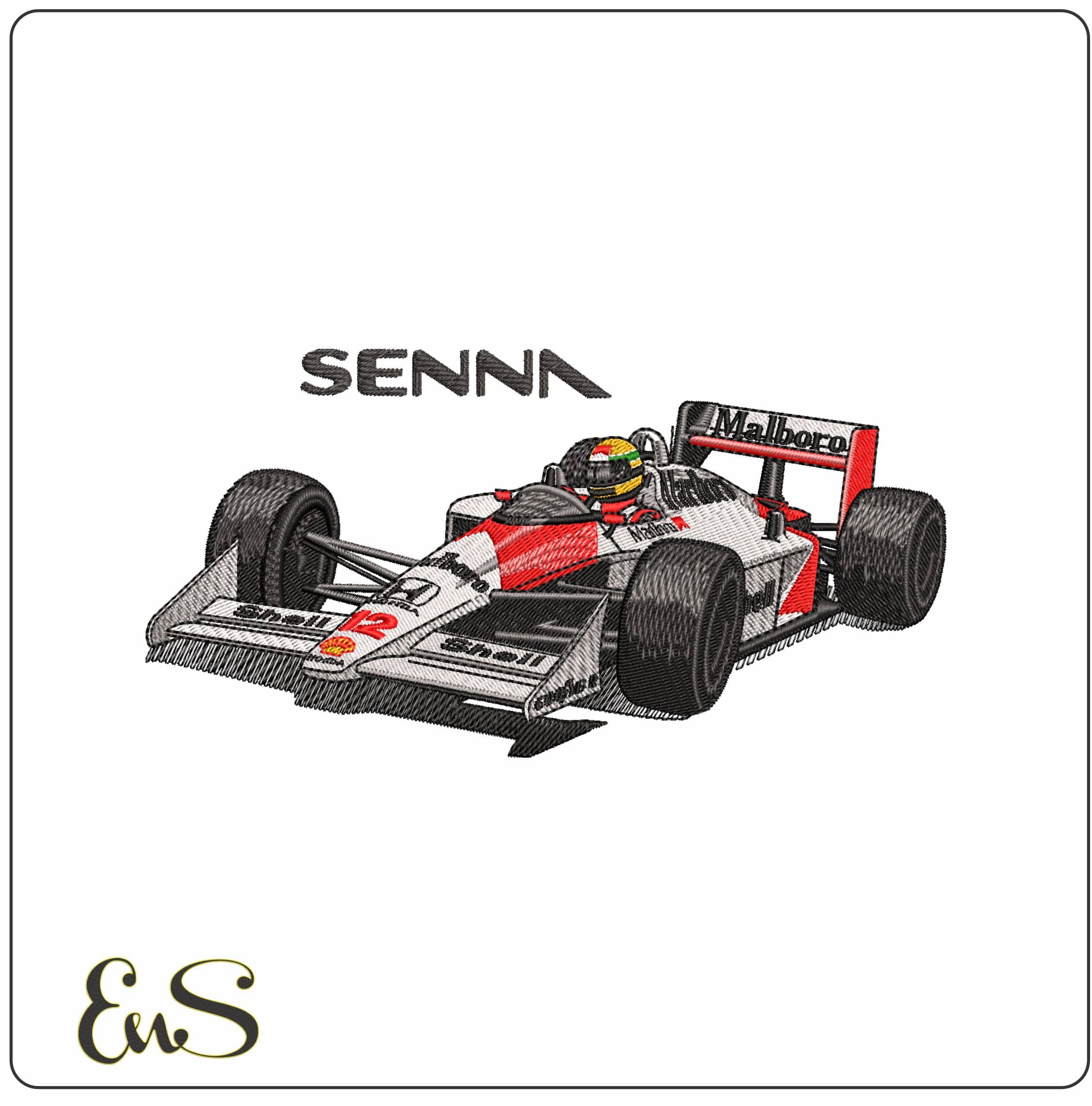 Senna MP 12 4 with Senna - Elegant embroidery design file-instant download