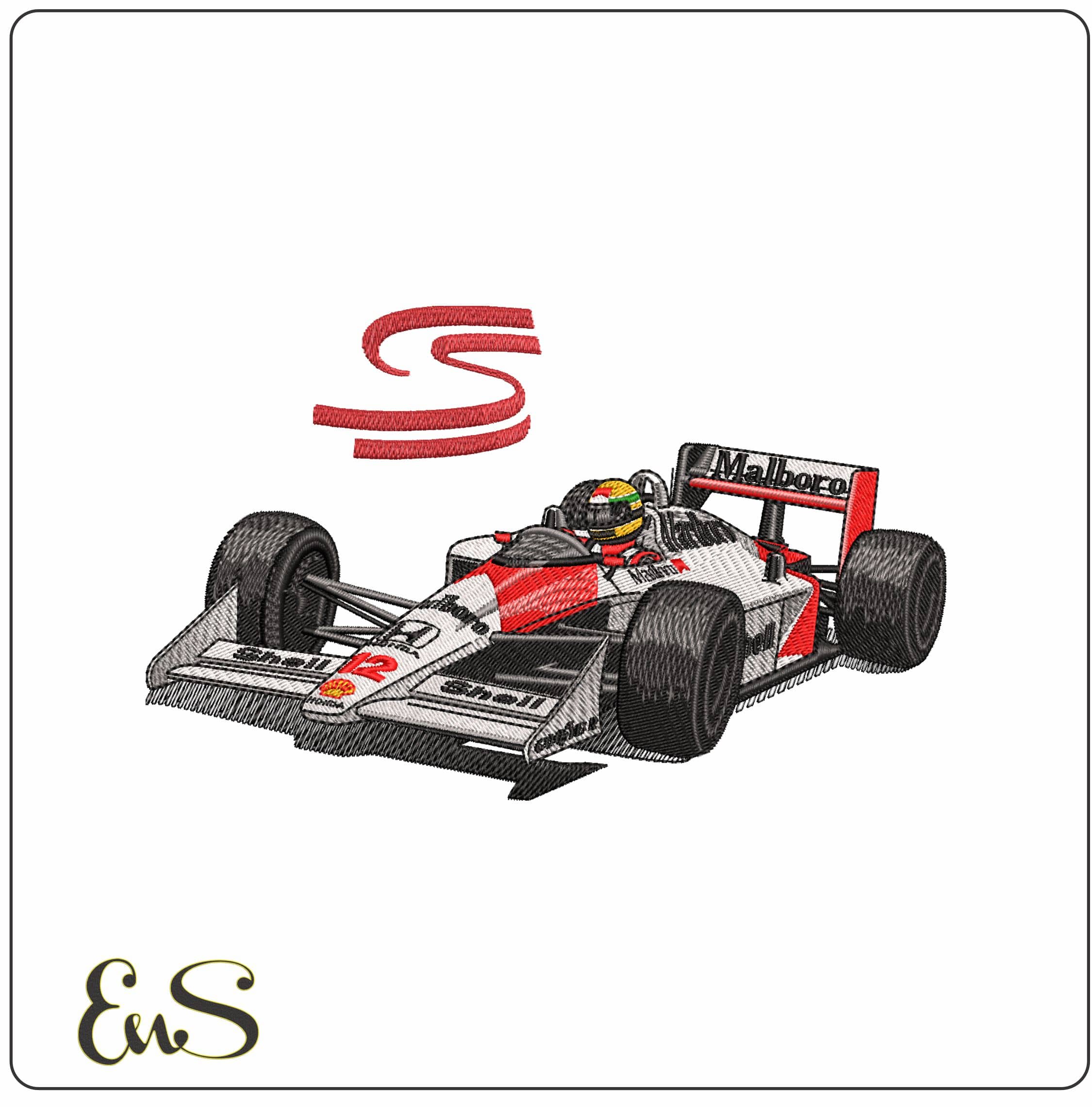Senna MP 12 4 with Senna S - Elegant embroidery design file-instant download