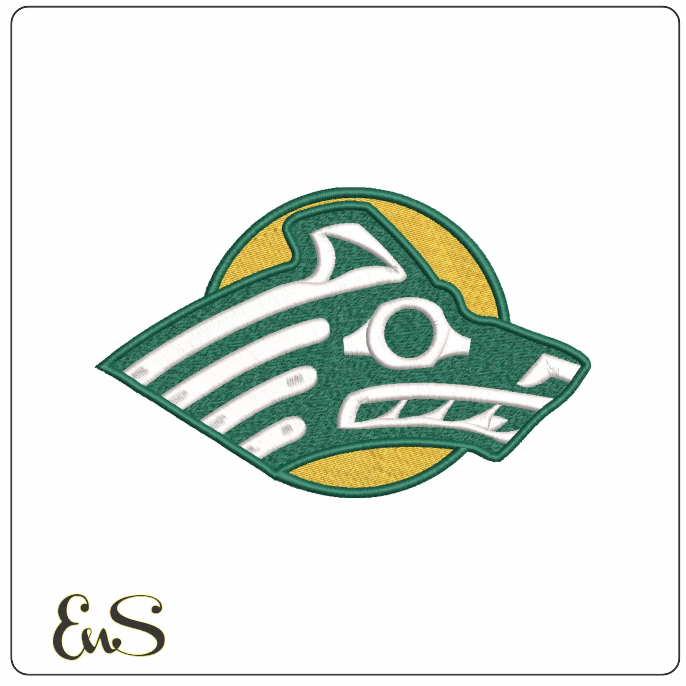 Alaska Anchorage Seawolves Wolf Head Roundel Embroidery Design