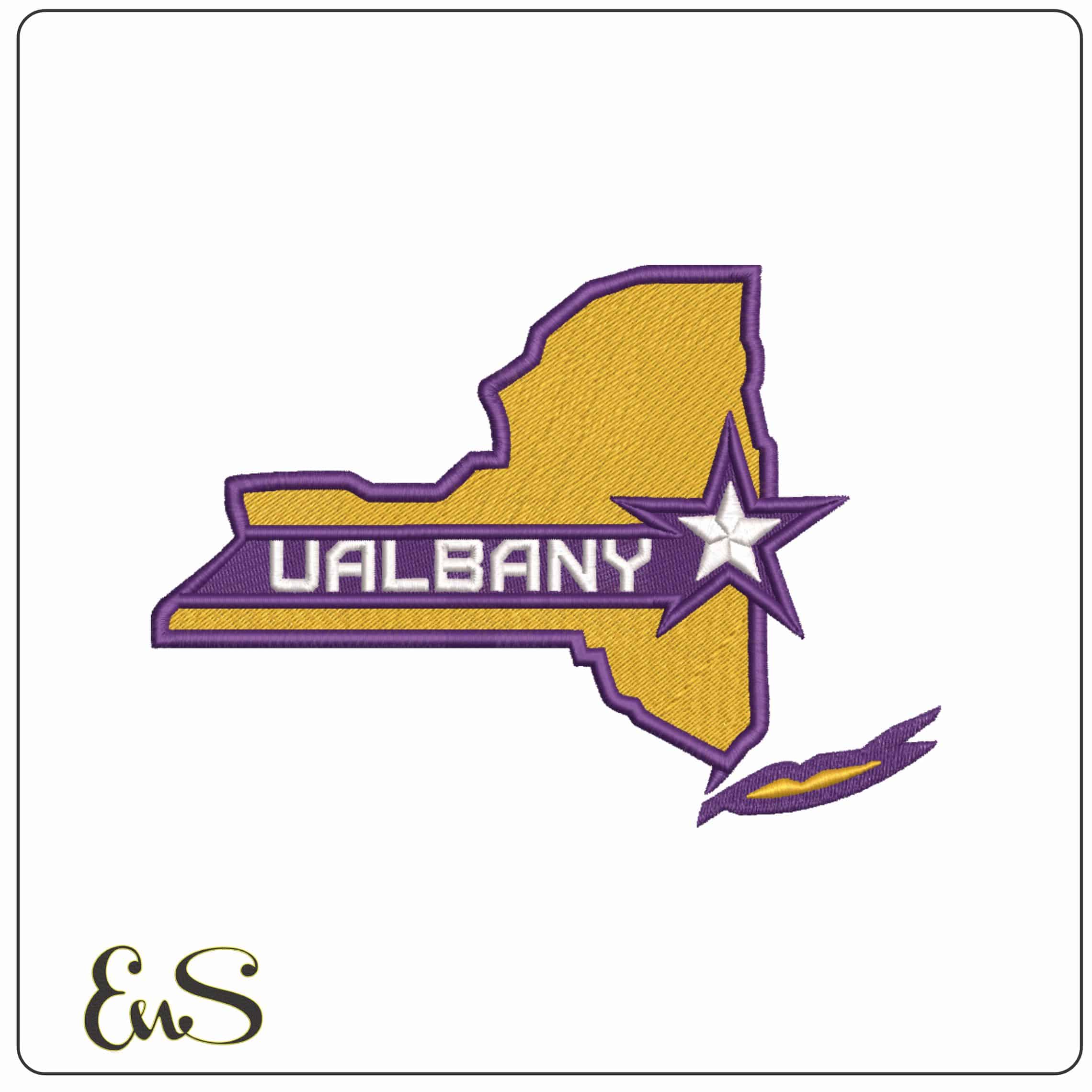 UAlbany New York State Map Banner Embroidery Design