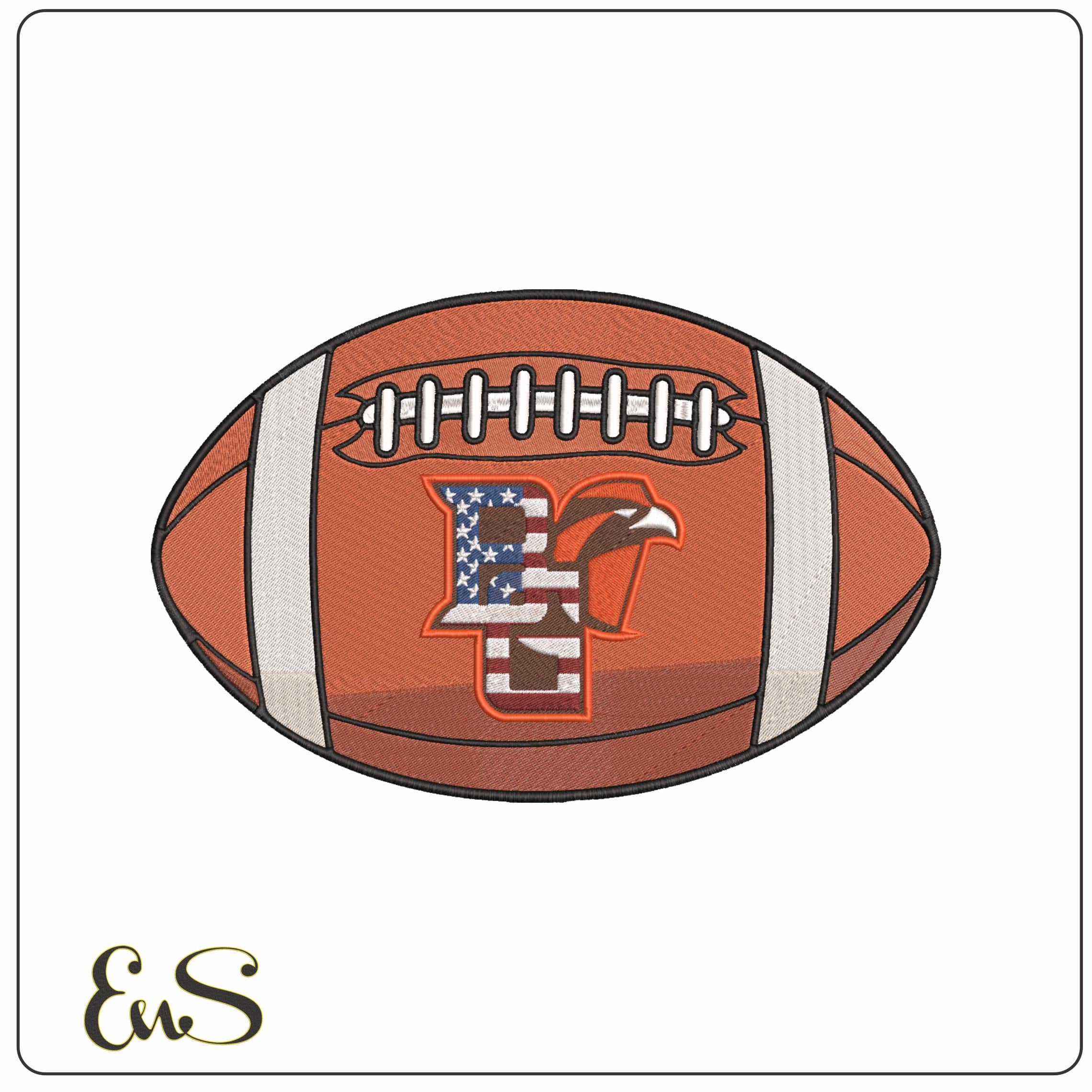 Bowling Green Falcons USA Flag BG Football Embroidery Design