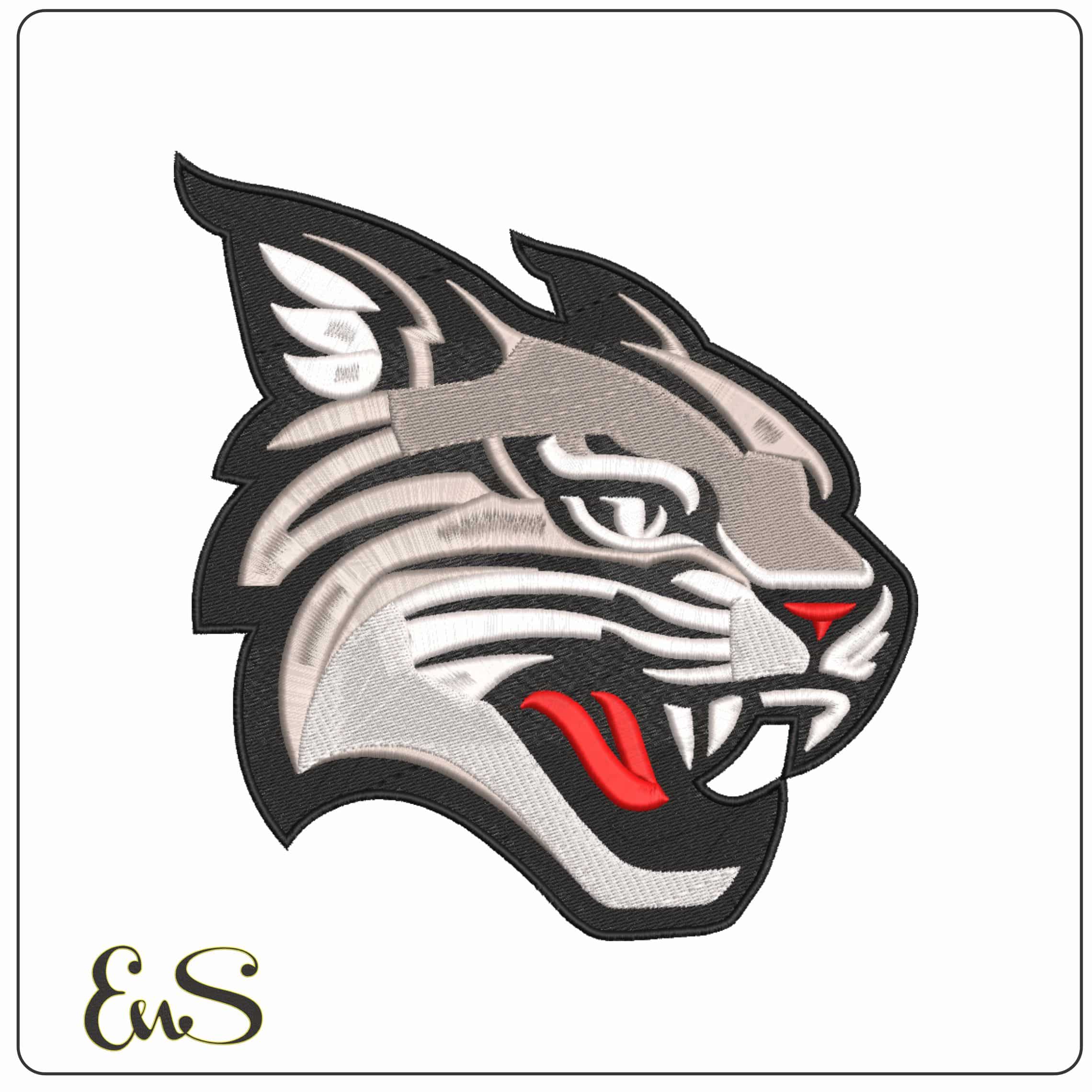 Davidson Wildcats Snarling Wildcat Profile Embroidery Design