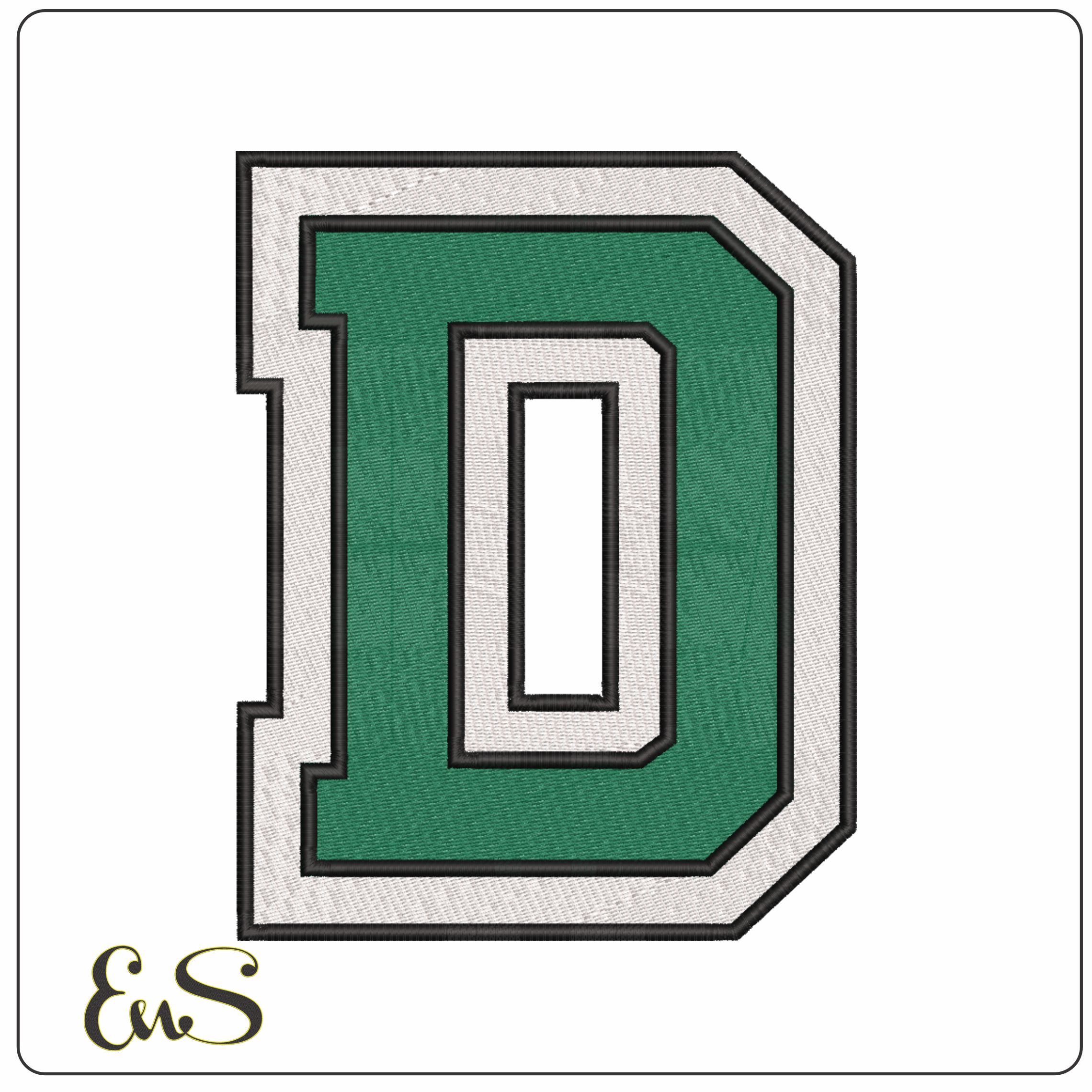 Dartmouth Big Green 2019 Block D Logo Embroidery Design