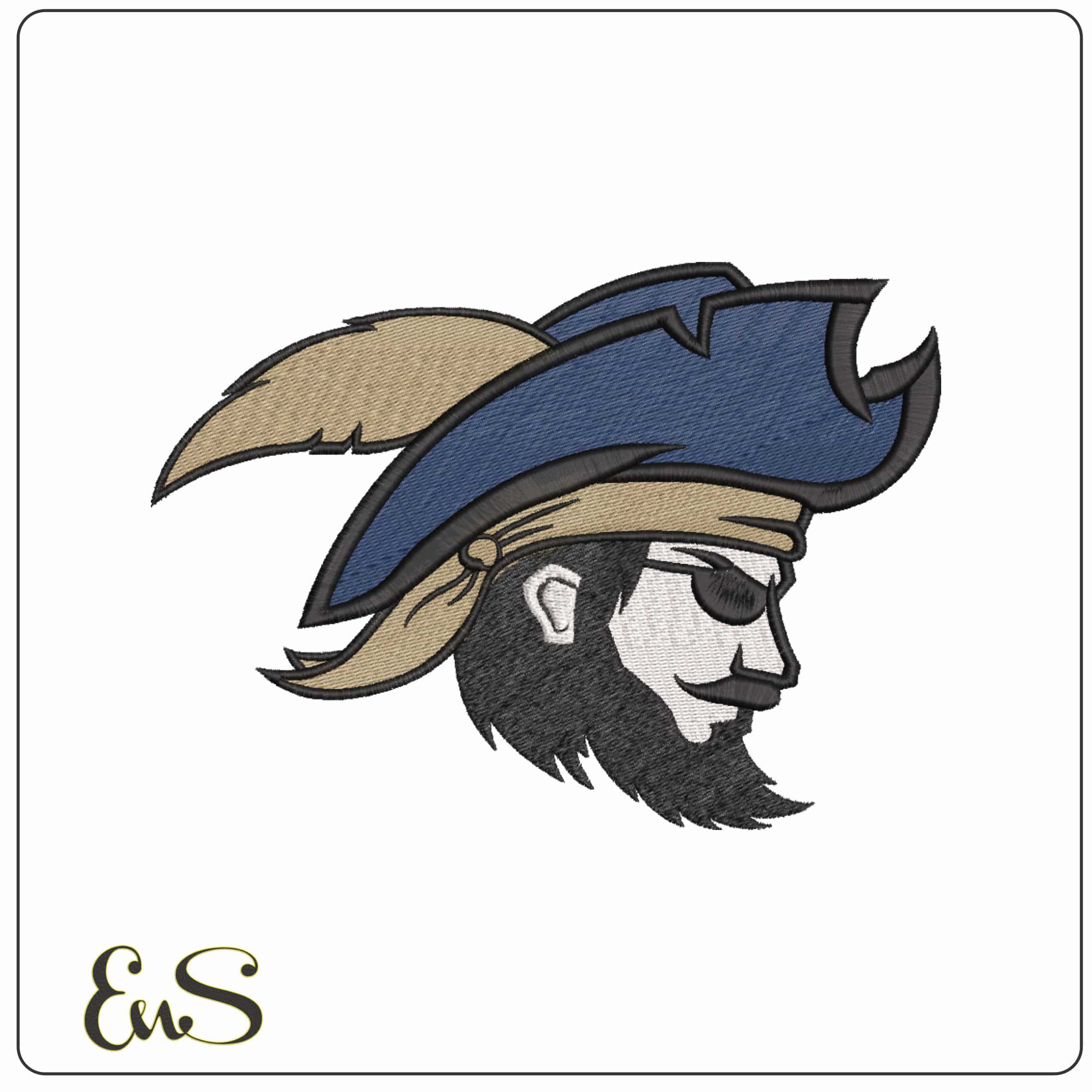 Charleston Southern Buccaneers Pirate Profile Embroidery Design