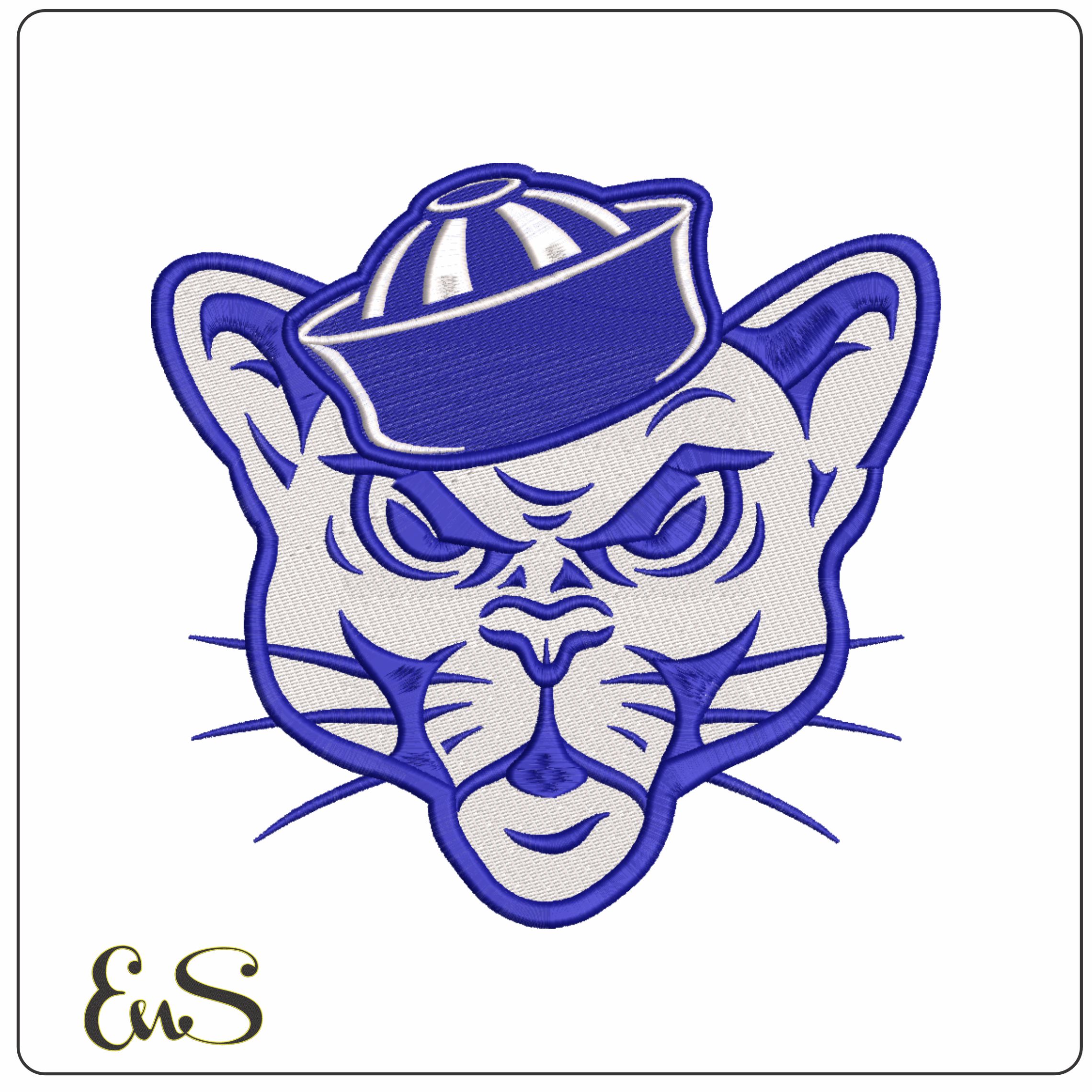 Cougars with a Hat  - Elegant embroidery design file-instant download