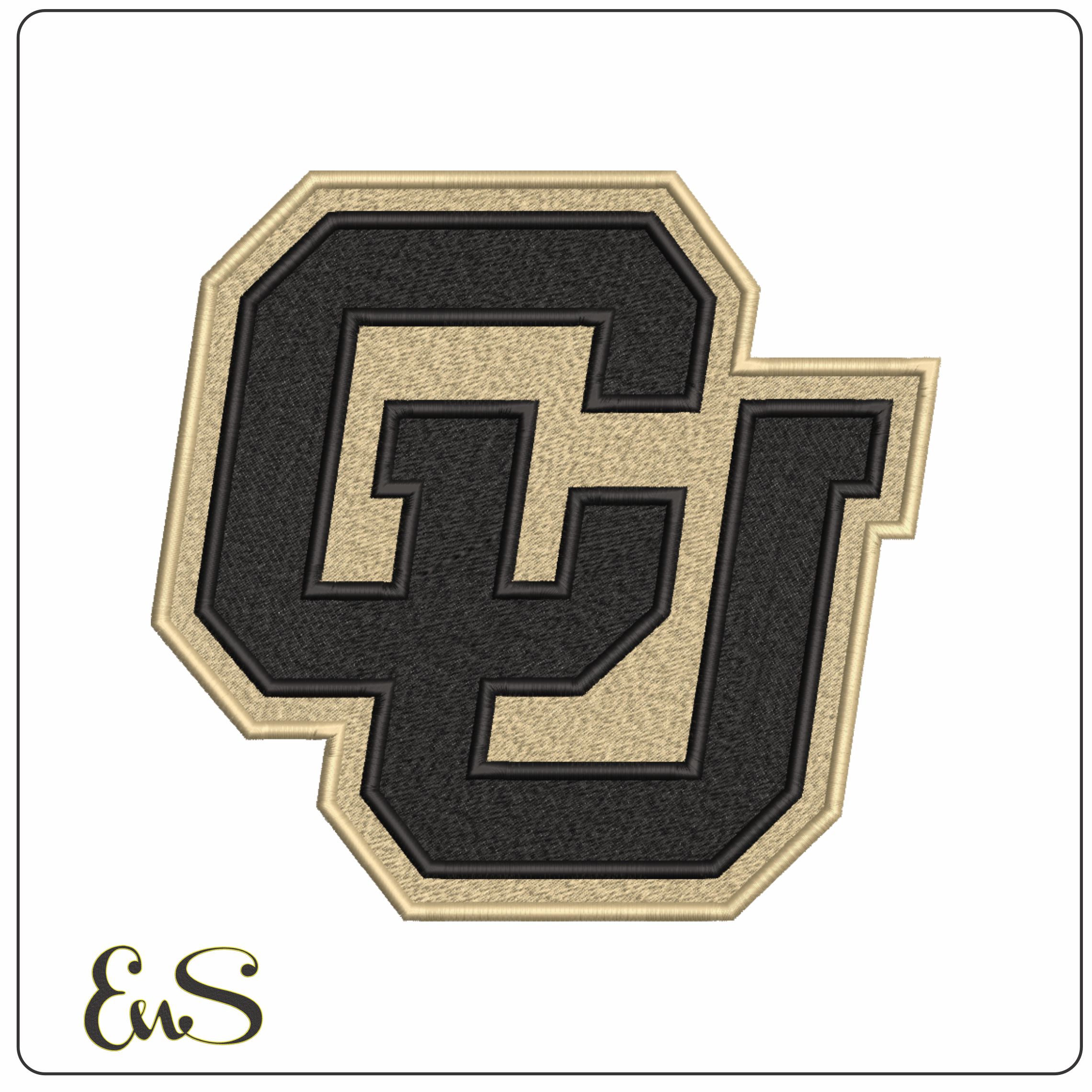 Colorado Buffaloes Interlocking CU Black and Gold Embroidery Design