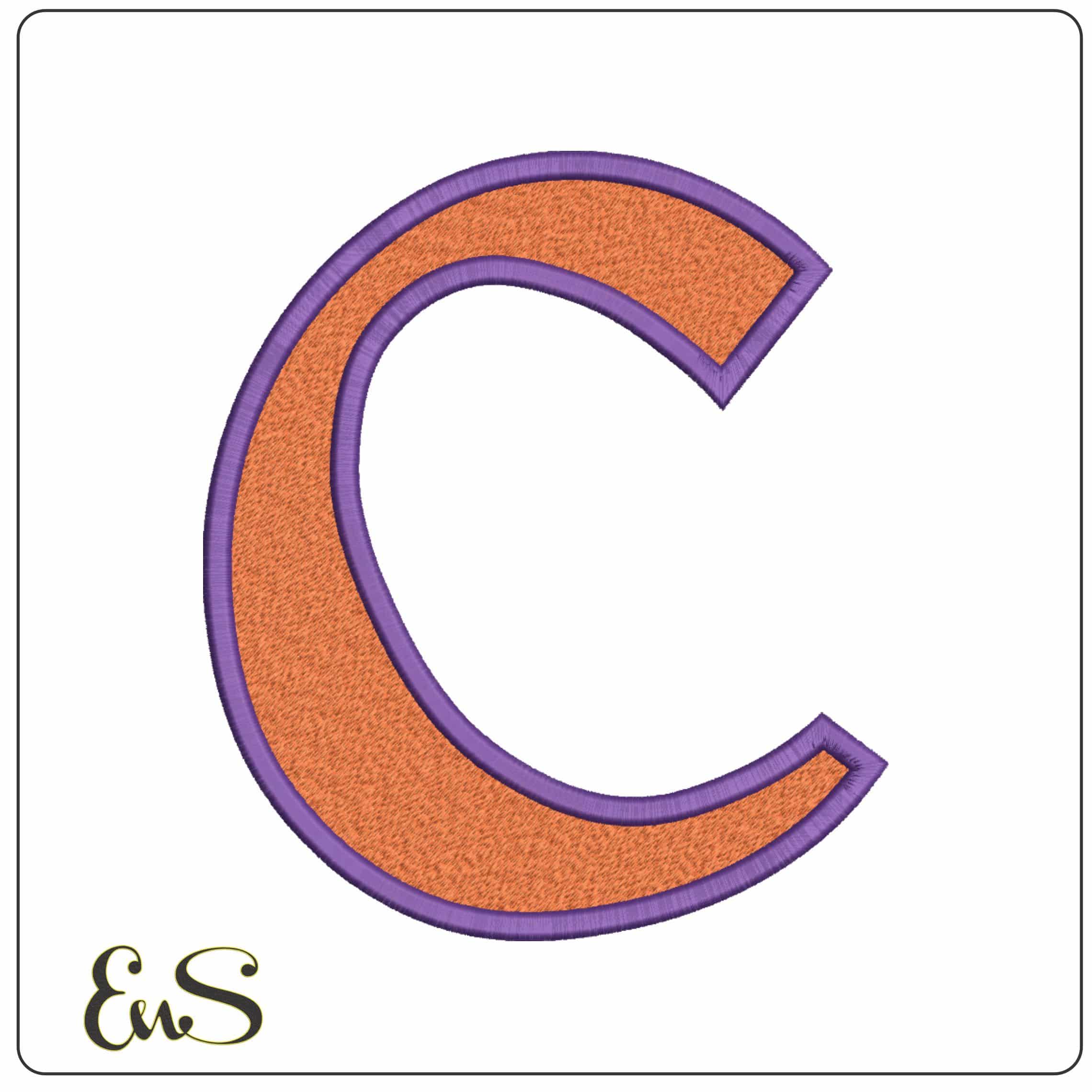 Clemson Tigers Applique Capital C Embroidery Design