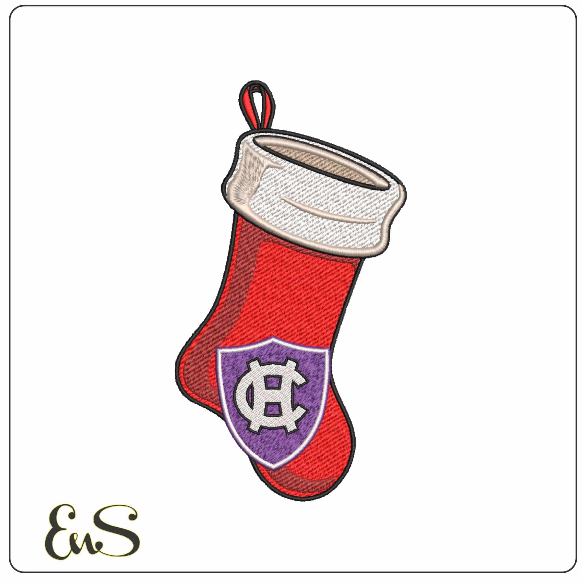 Holy Cross Crusaders HC Crest Christmas Stocking Embroidery Design