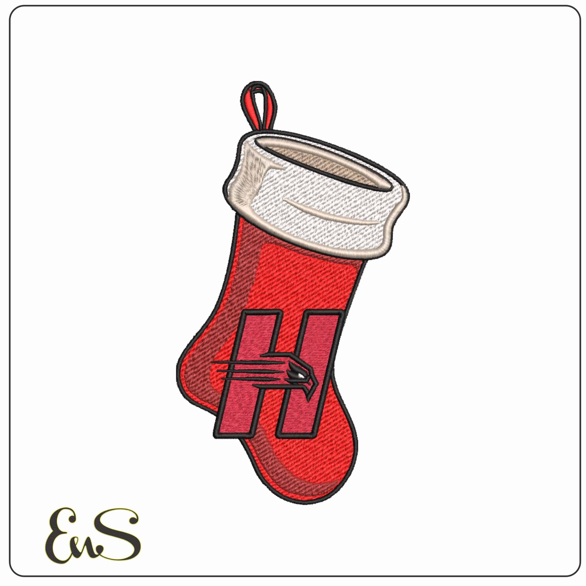 Hartford Hawks Hawk H Christmas Stocking Embroidery Design