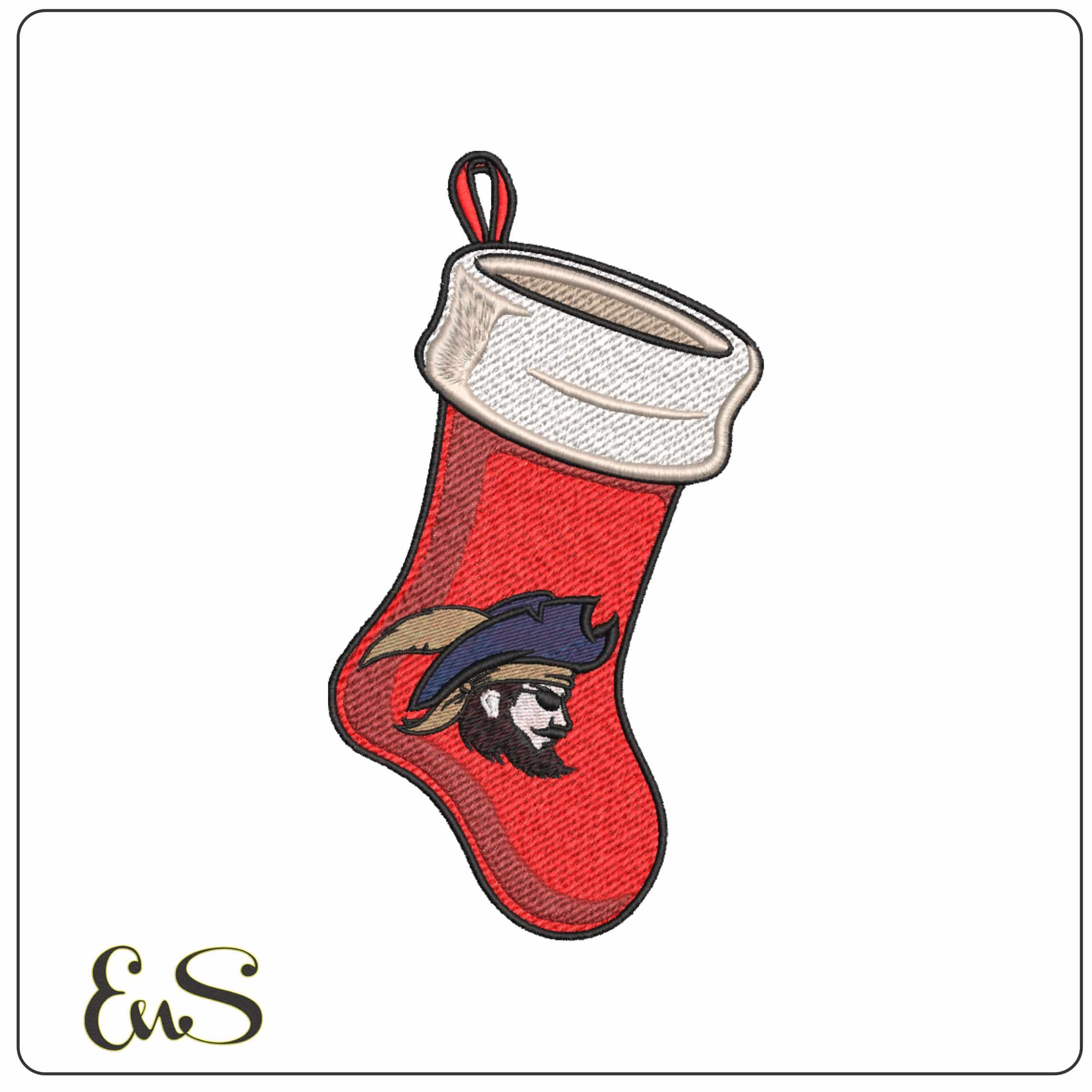 Charleston Southern Buccaneers Pirate Christmas Stocking Embroidery Design