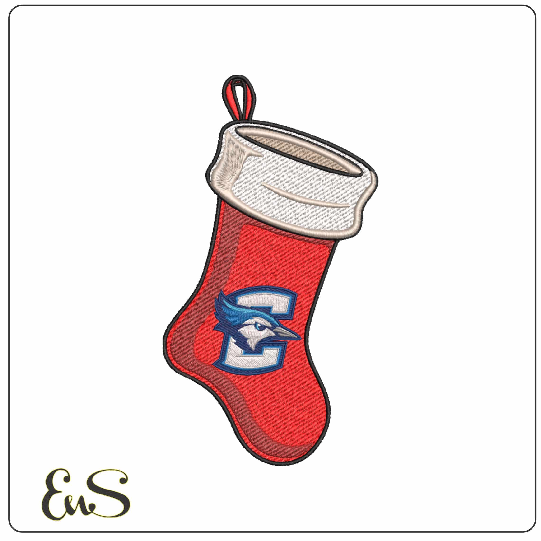 Creighton Bluejays Jay Head C Christmas Stocking Embroidery Design