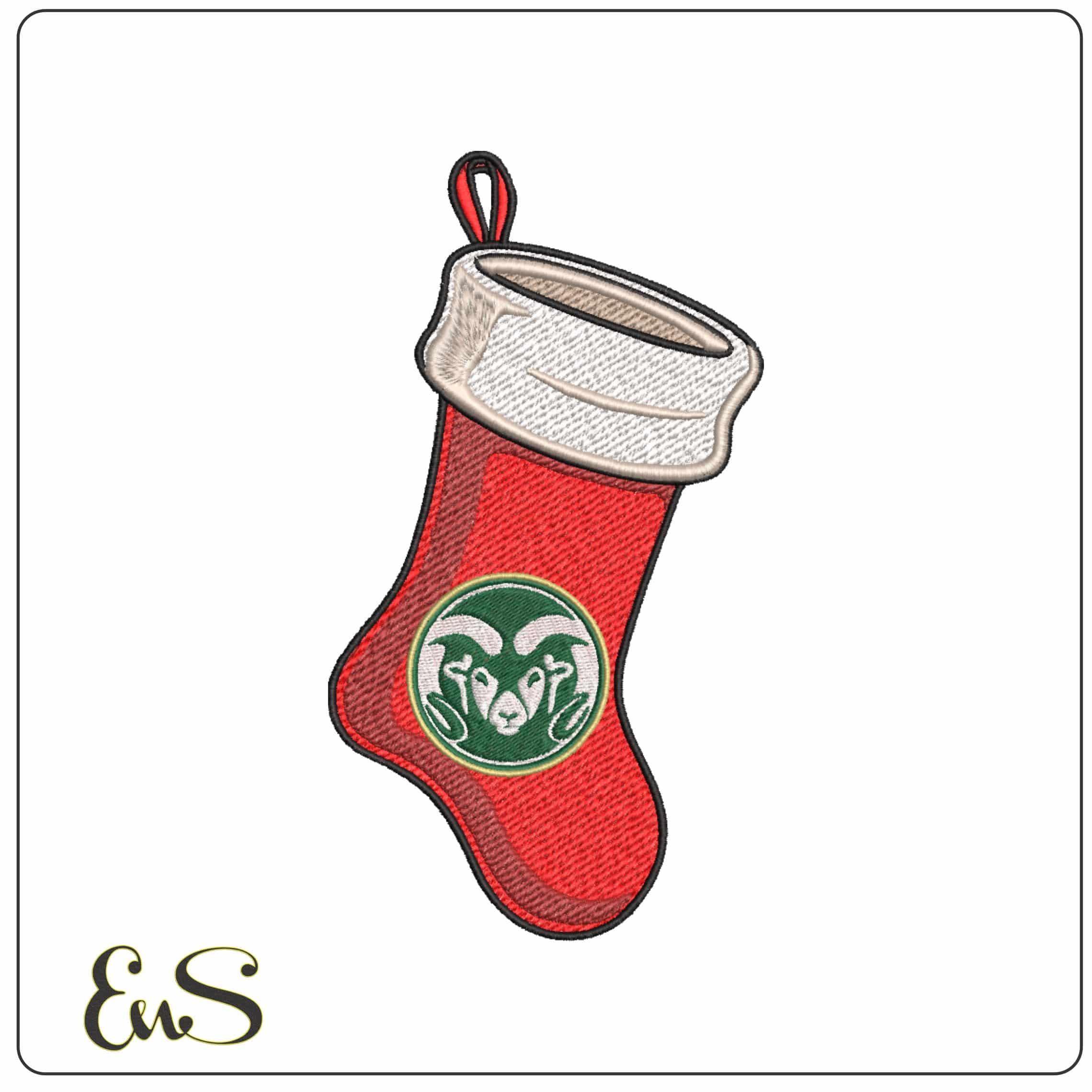 Colorado State Rams Ram Head Christmas Stocking Embroidery Design