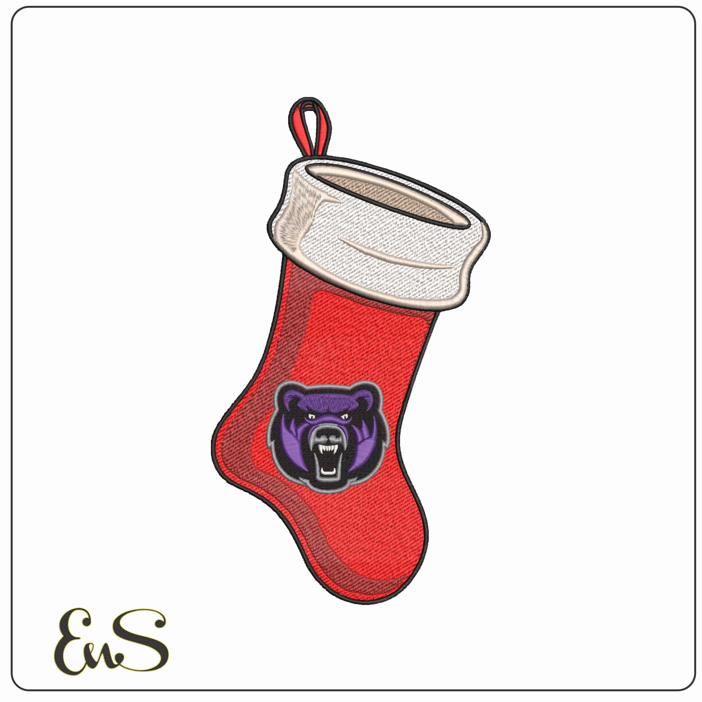 Central Arkansas Bears Alternate Bear Christmas Stocking Embroidery Design
