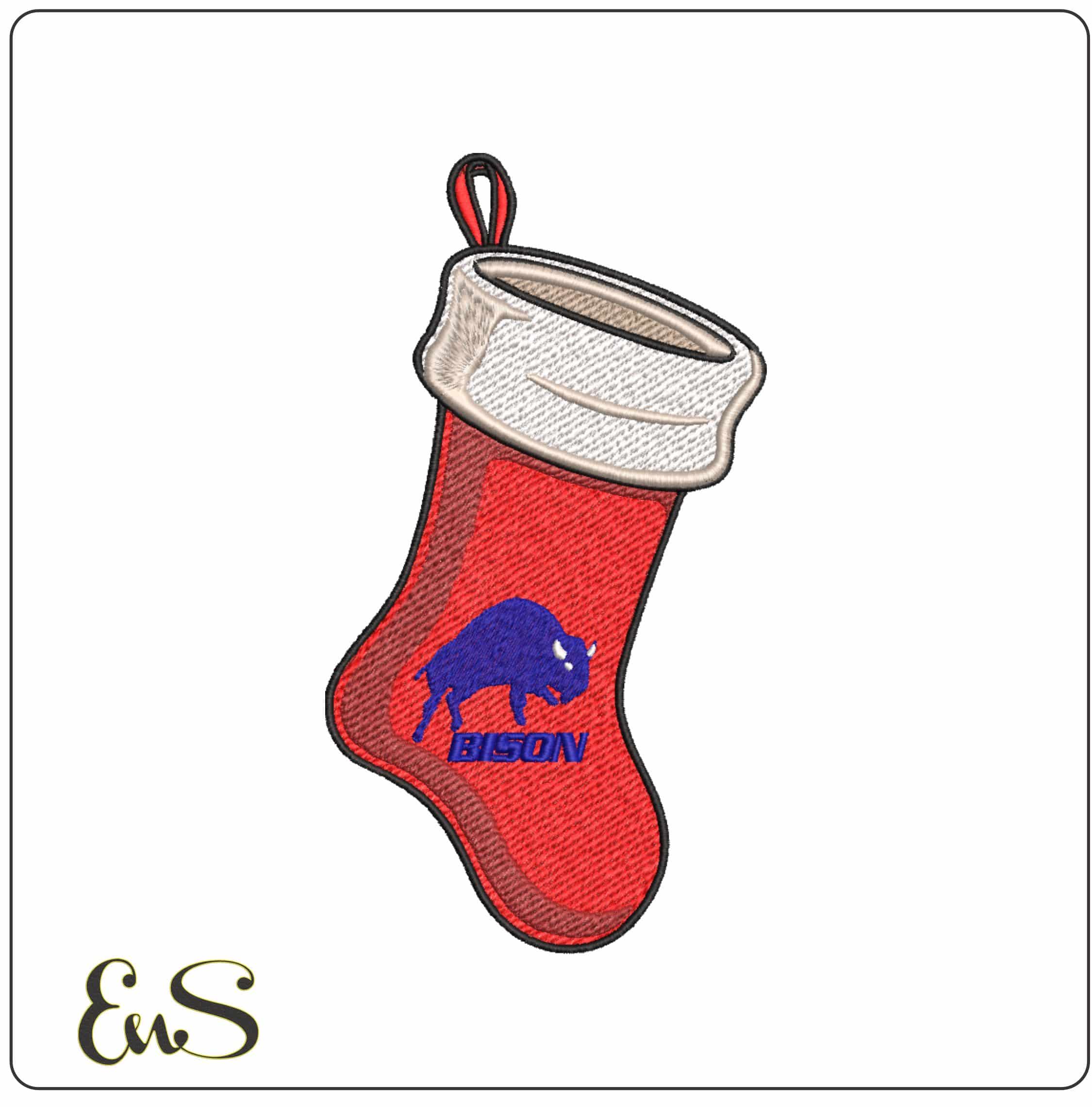 Bucknell Bison 1980s Retro Christmas Stocking Embroidery Design