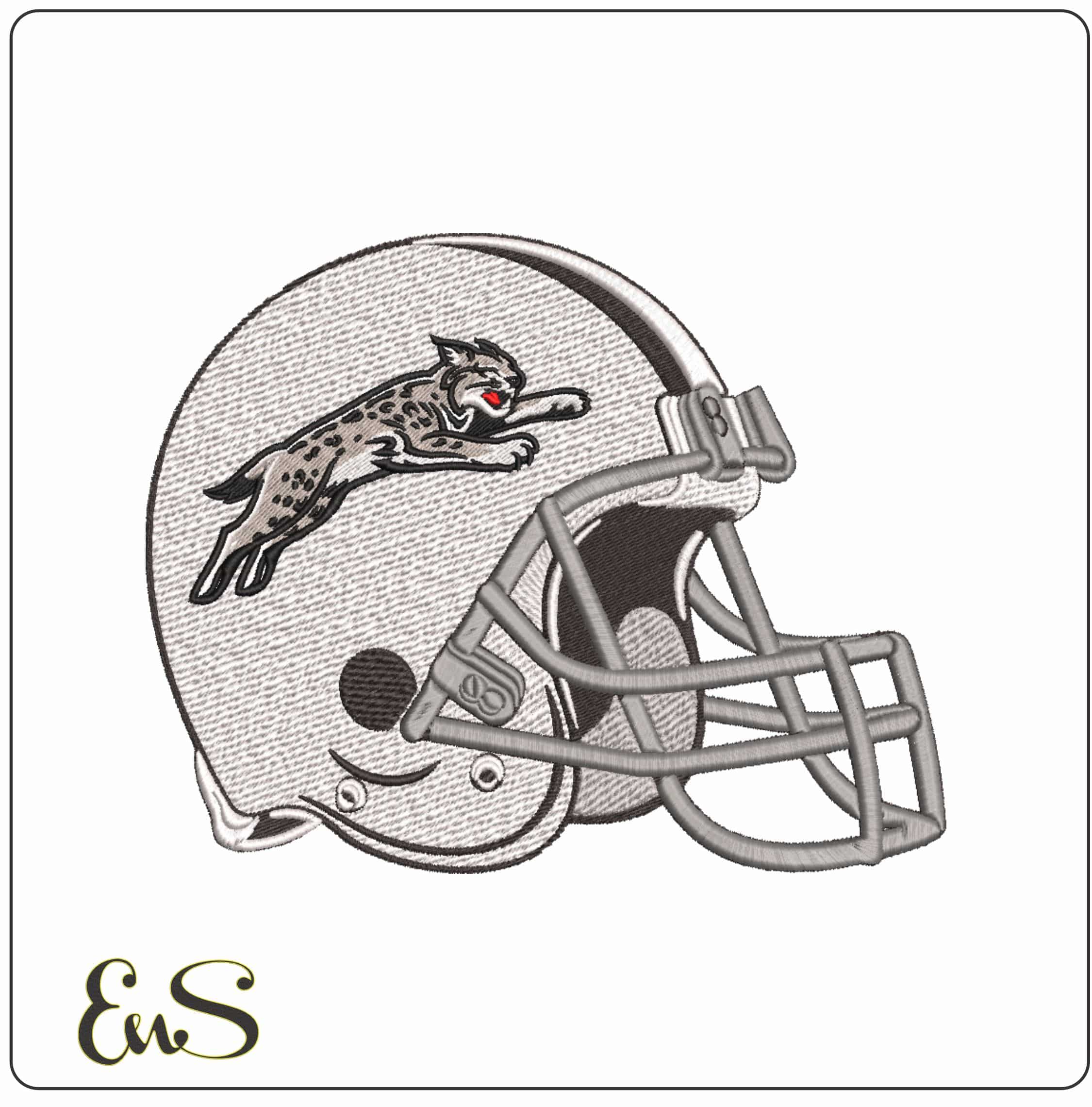 Davidson Wildcats Leaping Cat Football Helmet Embroidery Design