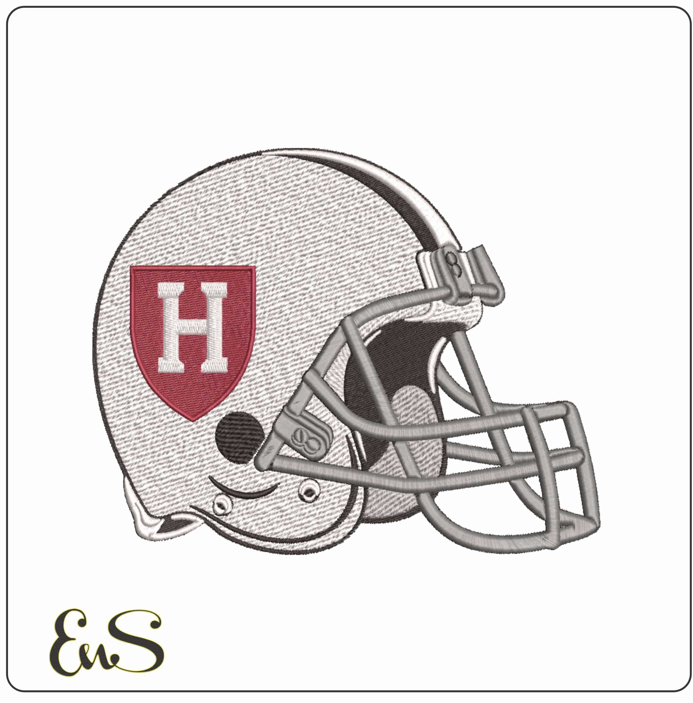 Harvard Crimson 2020 H Shield Football Helmet Embroidery Design