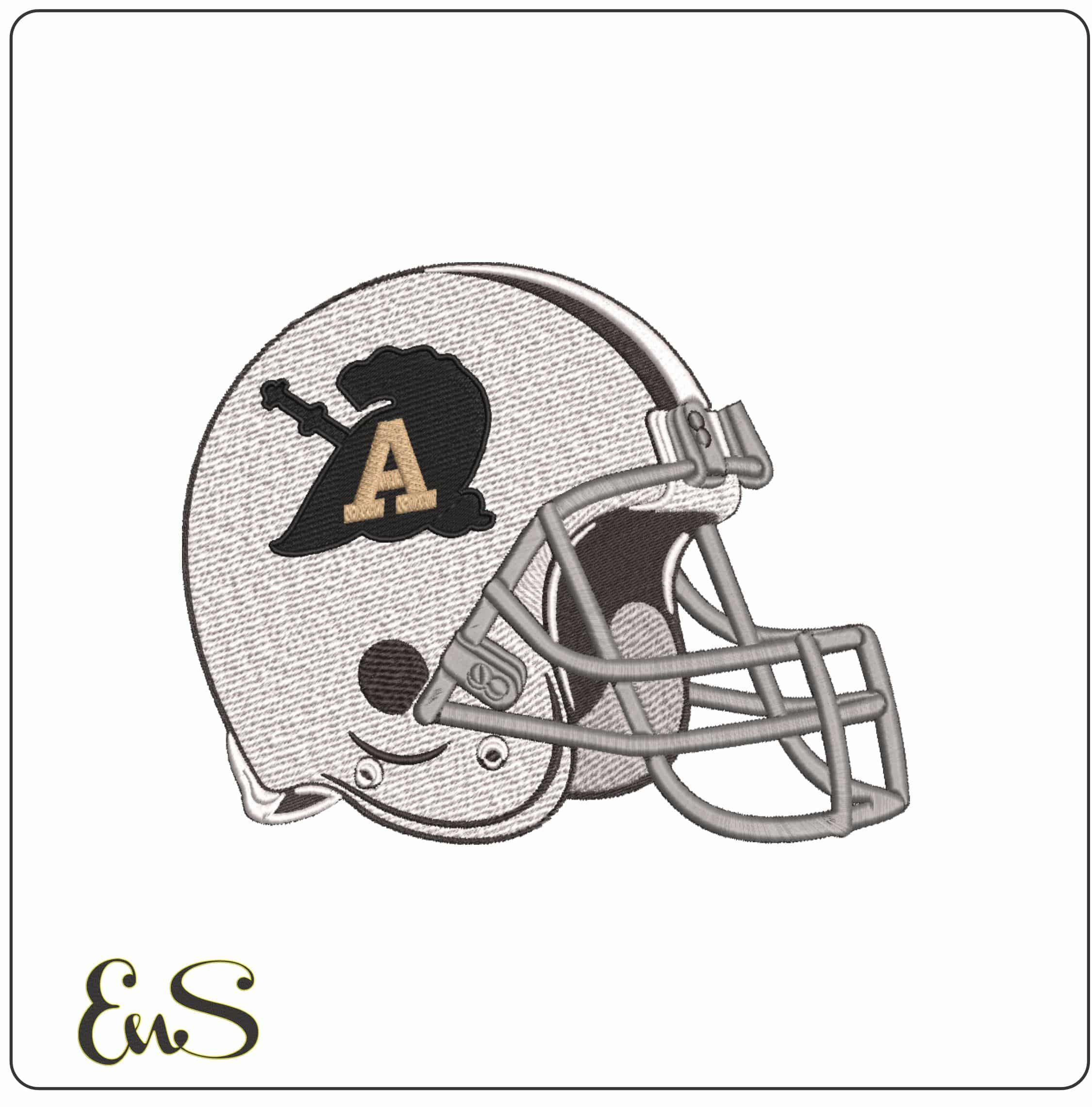Army Black Knights Knight A Logo Football Helmet Embroidery Design