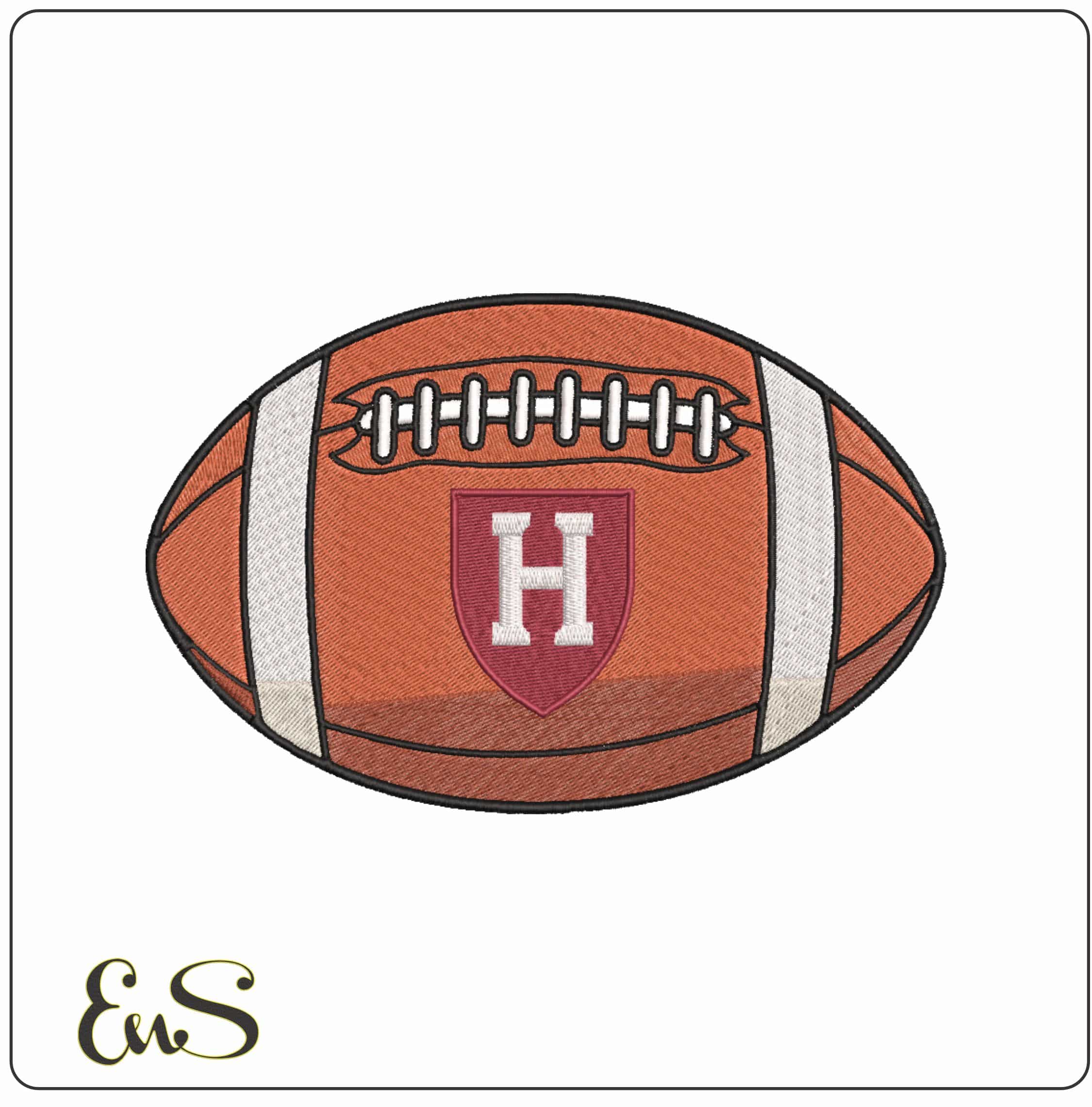 Harvard Crimson 2020 H Shield Football Embroidery Design