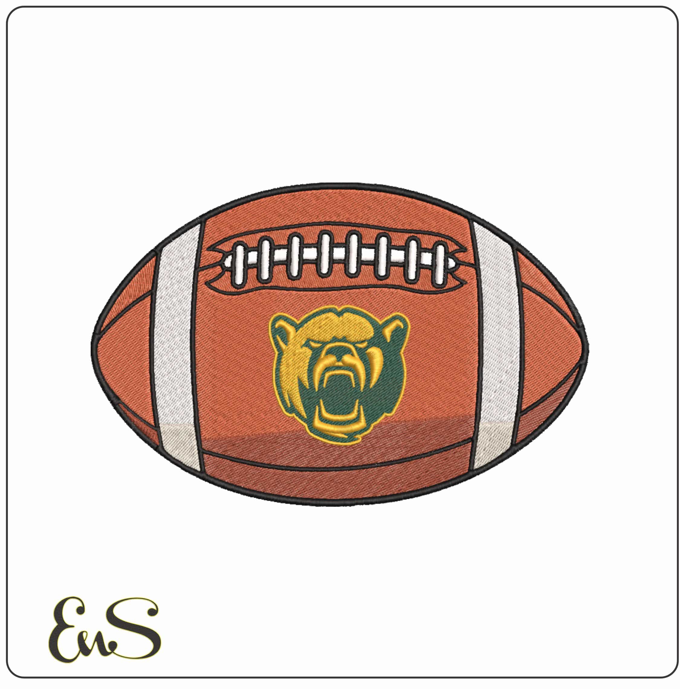 Baylor Bears Roaring Bear Head Football Embroidery Design