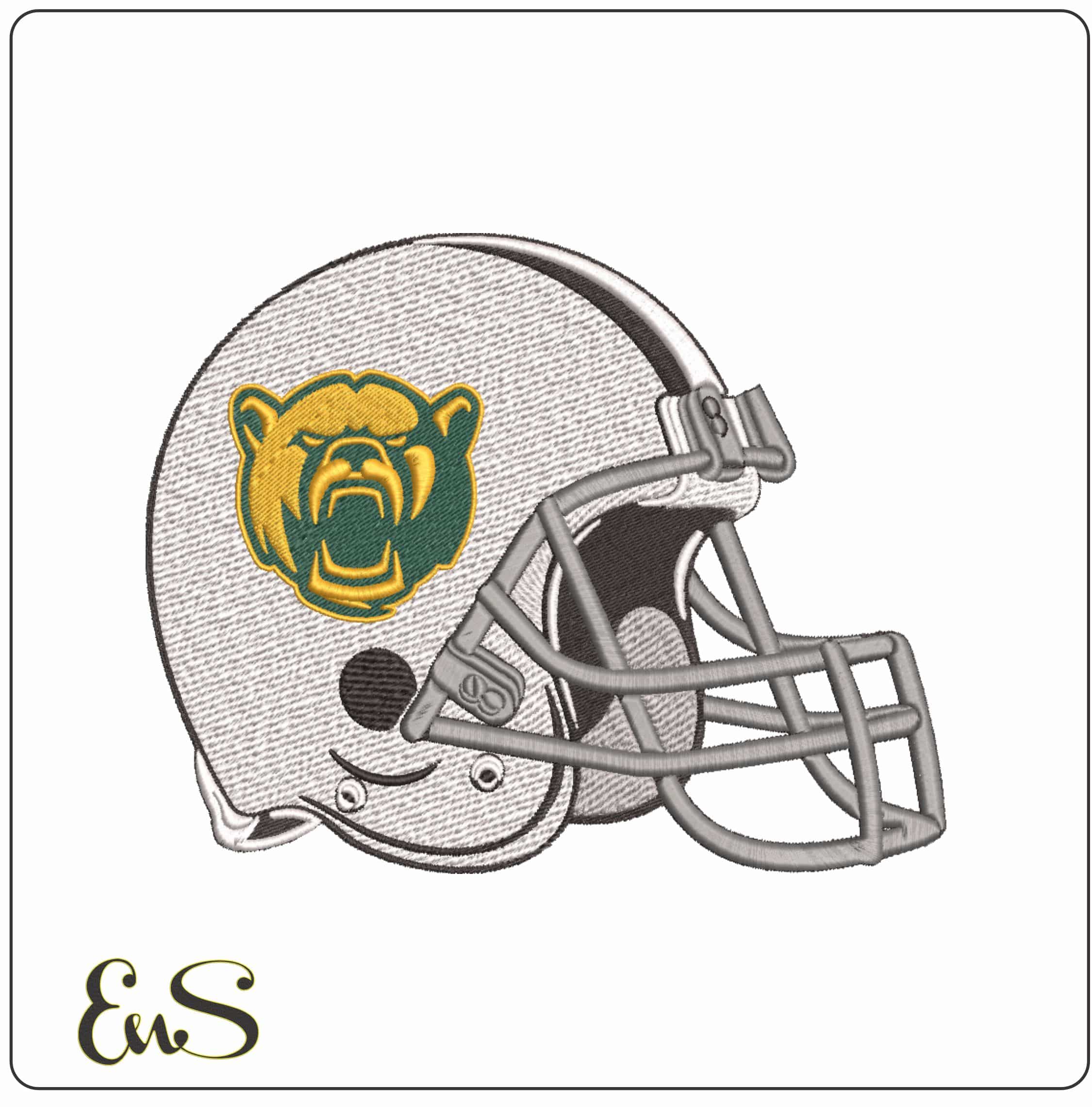 Baylor Bears Bear Head Logo Football Helmet Embroidery Design