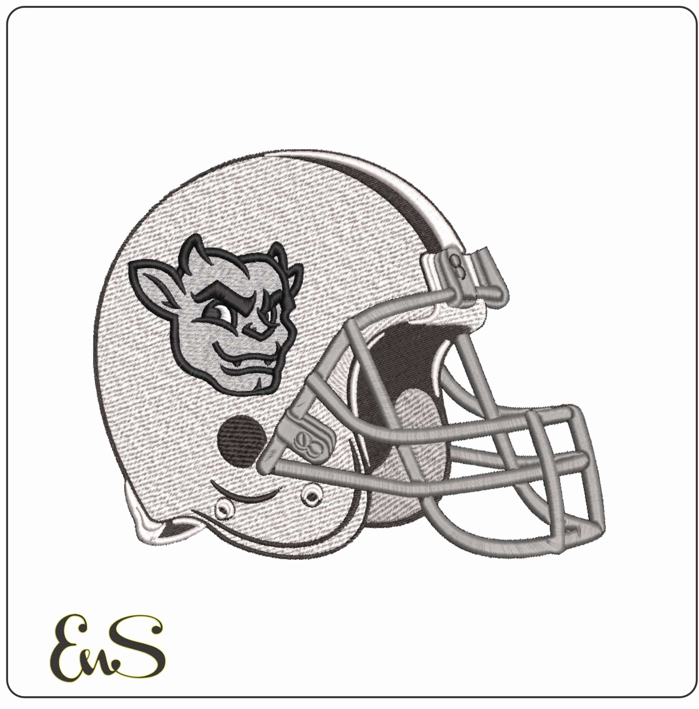 American Football Helmet Bradley Braves Mascot University - Elegant embroidery design file-instant download