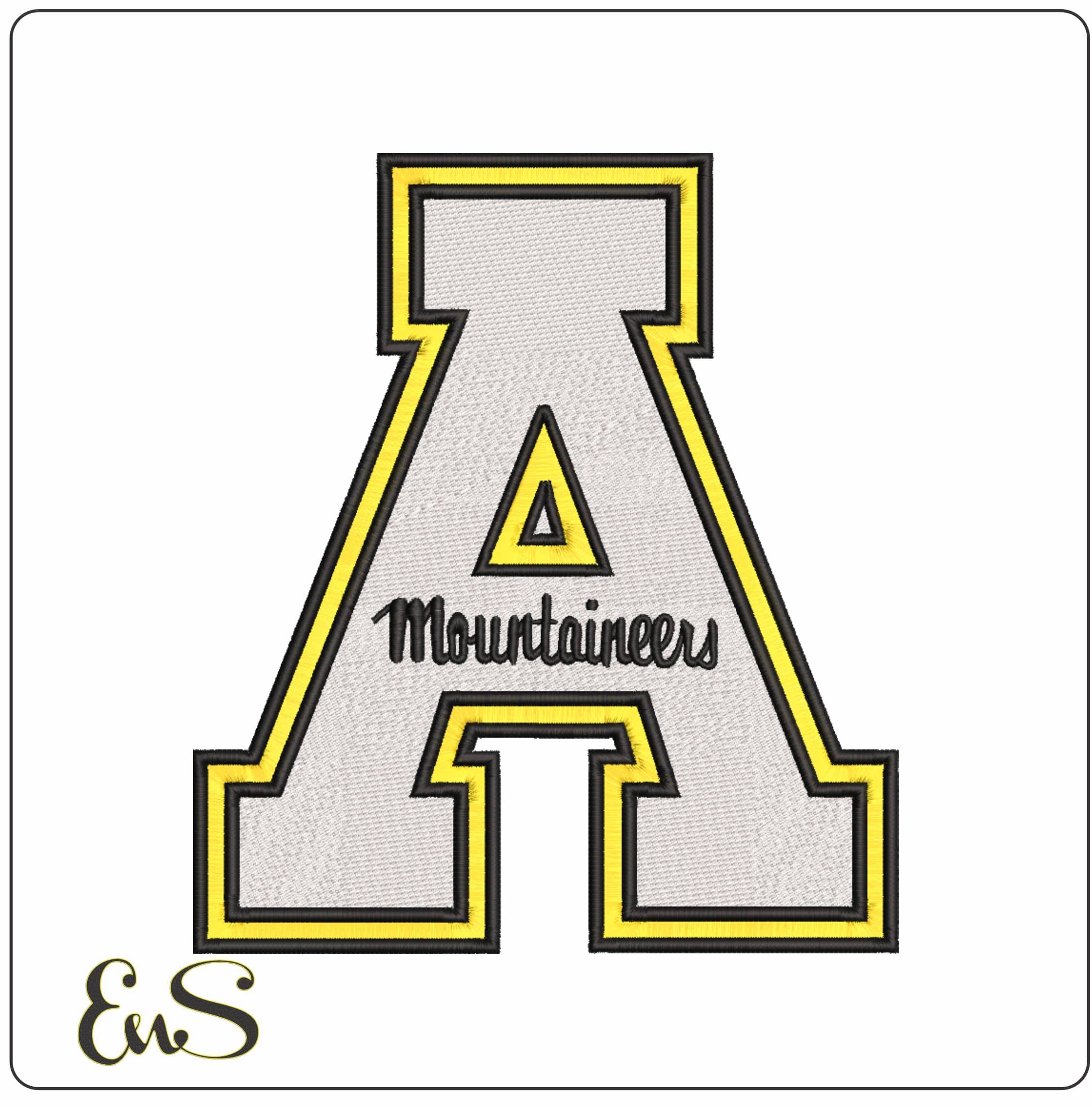 Appalachian State Mountaineers 2013 Double Outline Block A Embroidery Design