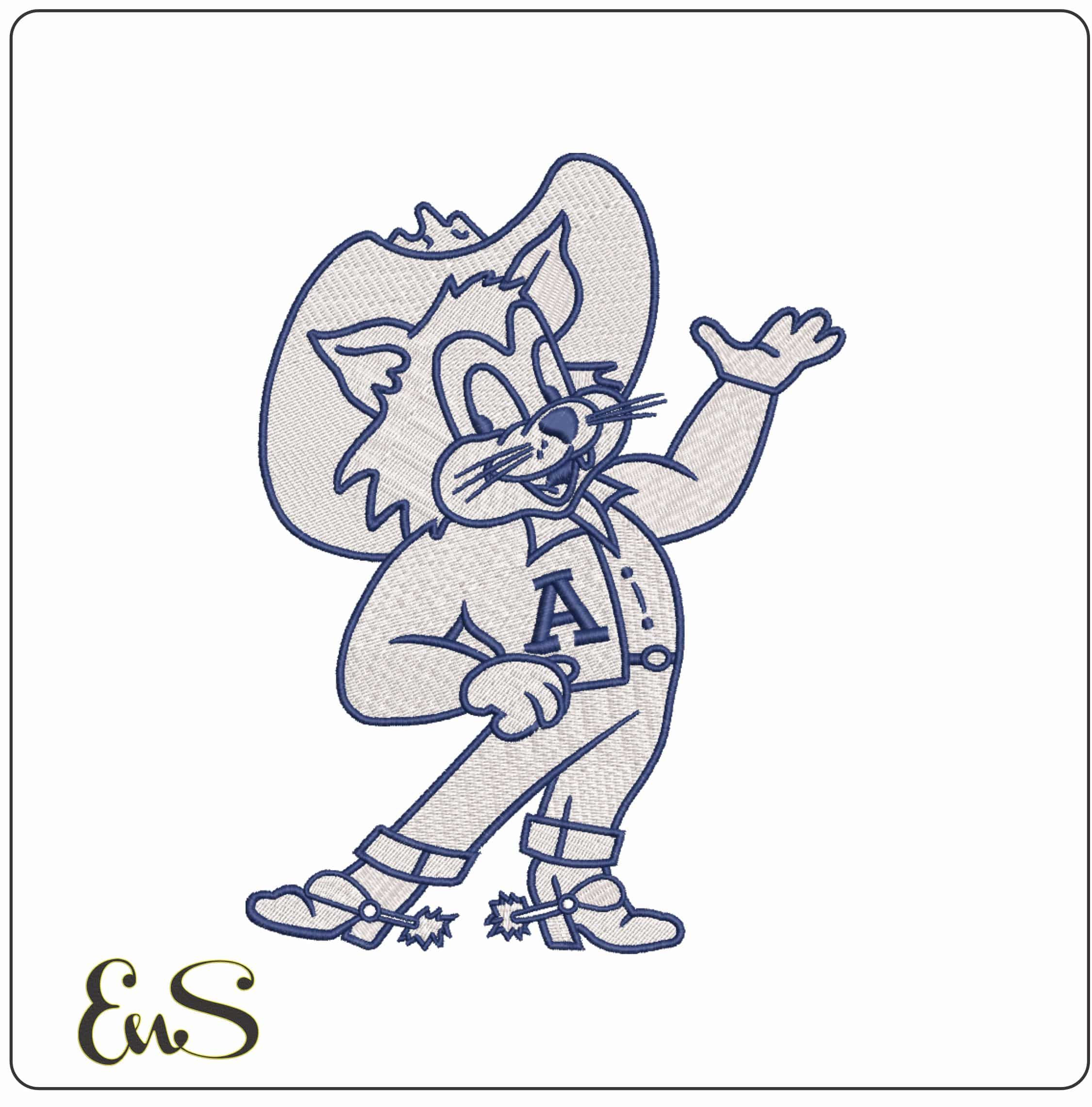 Arizona Wildcats 1950 Cowboy Wildcat Mascot Embroidery Design
