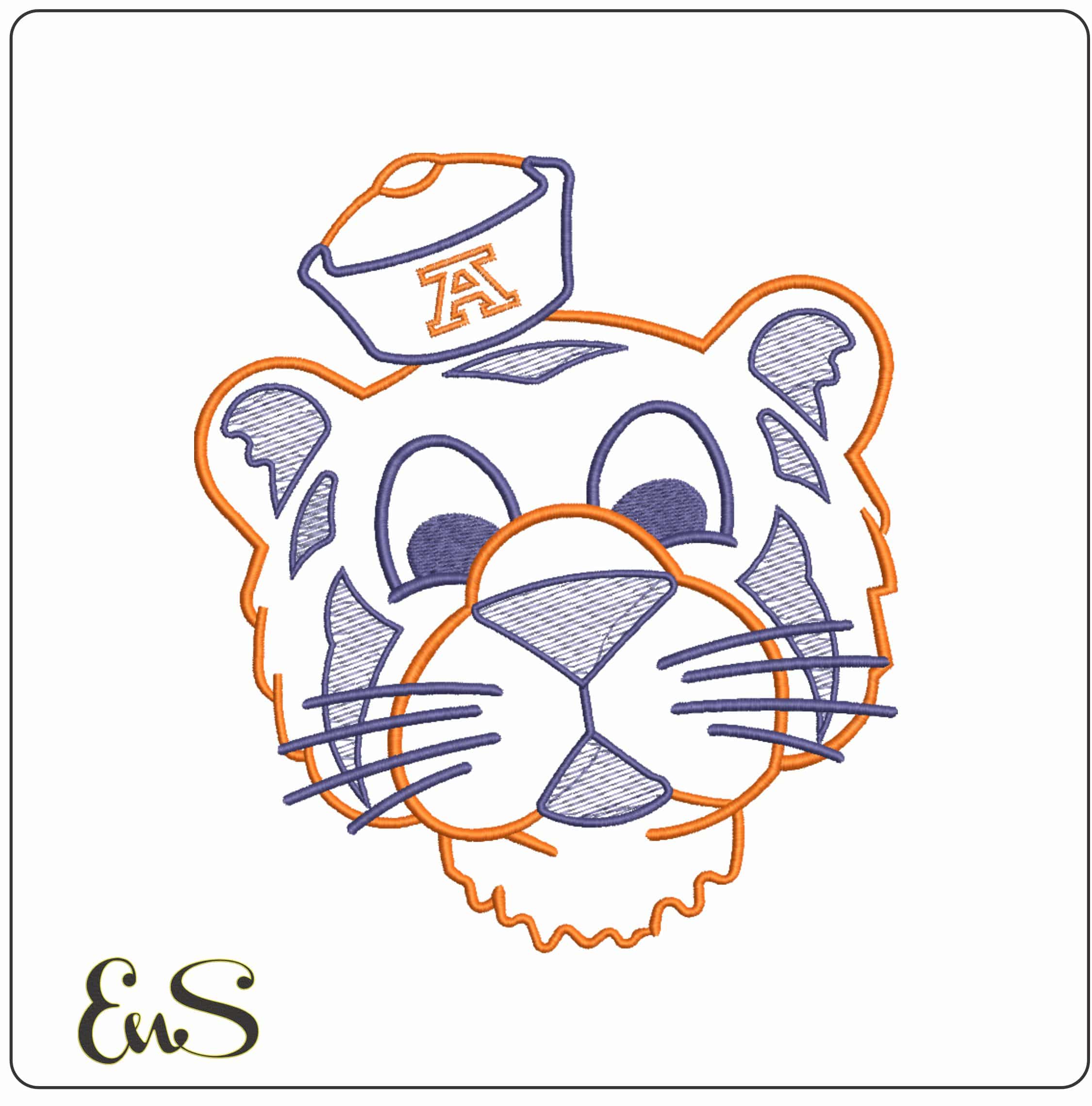 Auburn Tigers 1957-1970 Outline Embroidery Design