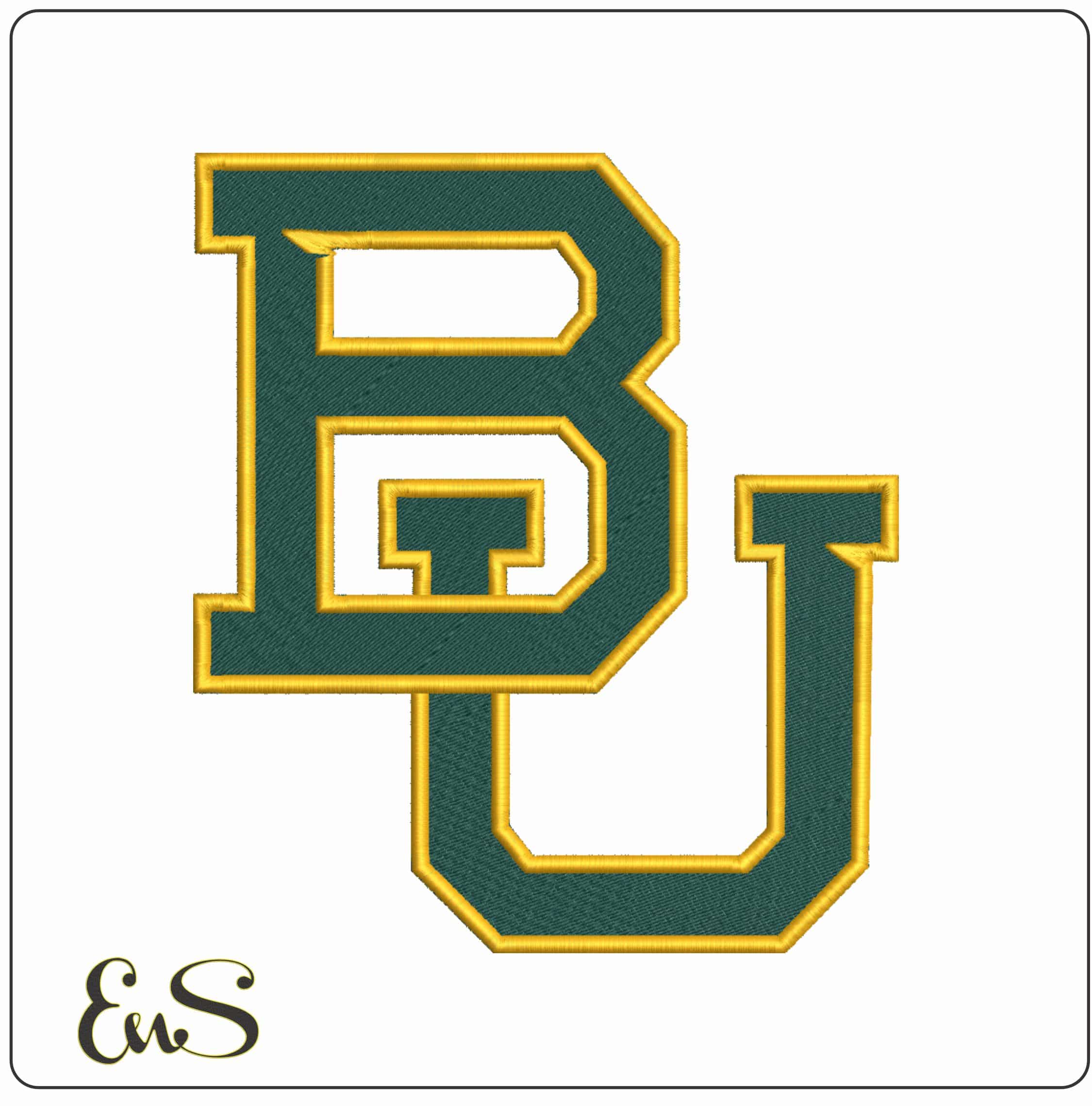 Baylor Bears Green and Gold BU Logo Embroidery Design