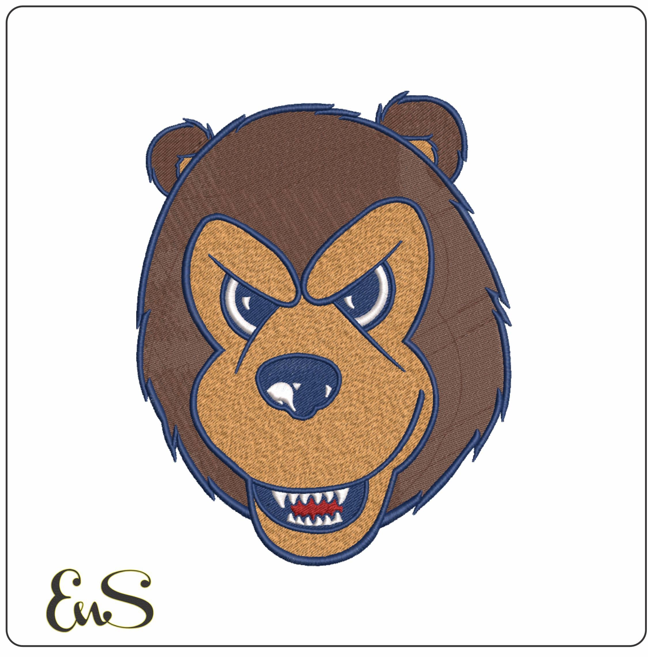 Belmont Bruins Bruiser Bear Mascot Head Embroidery Design
