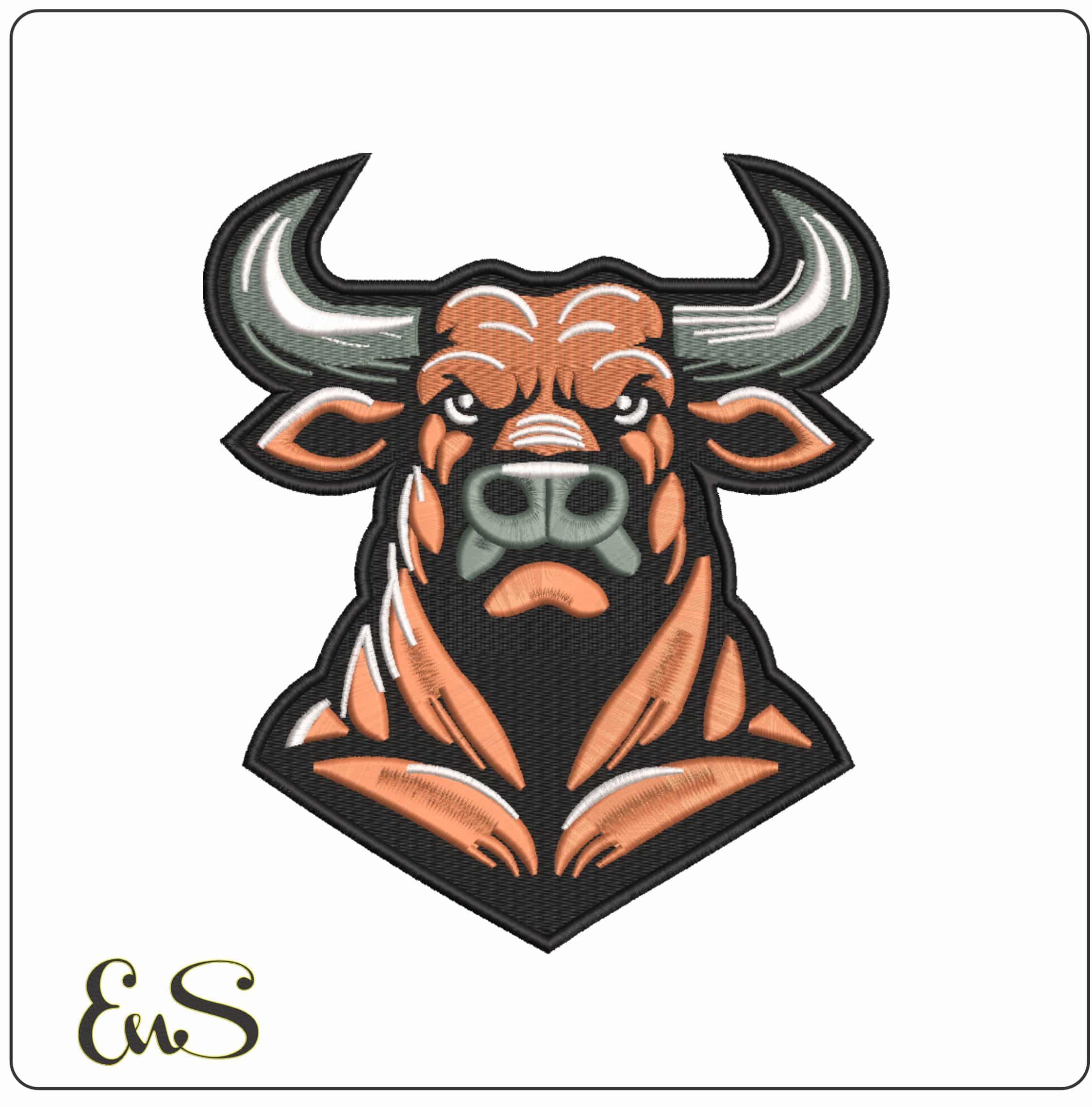 Bulls Face Embroidery Design